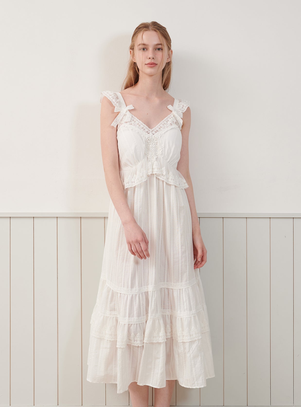 Lina Cotton Bra - Cup Sleeveless Nightdress - premium Korean sleepwear by LUNALUZ