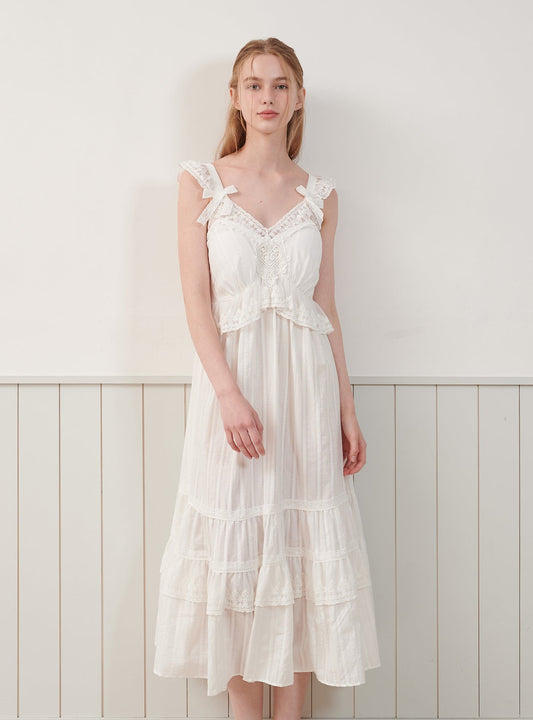 Lina Cotton Bra - Cup Sleeveless Nightdress - premium Korean sleepwear by LUNALUZ