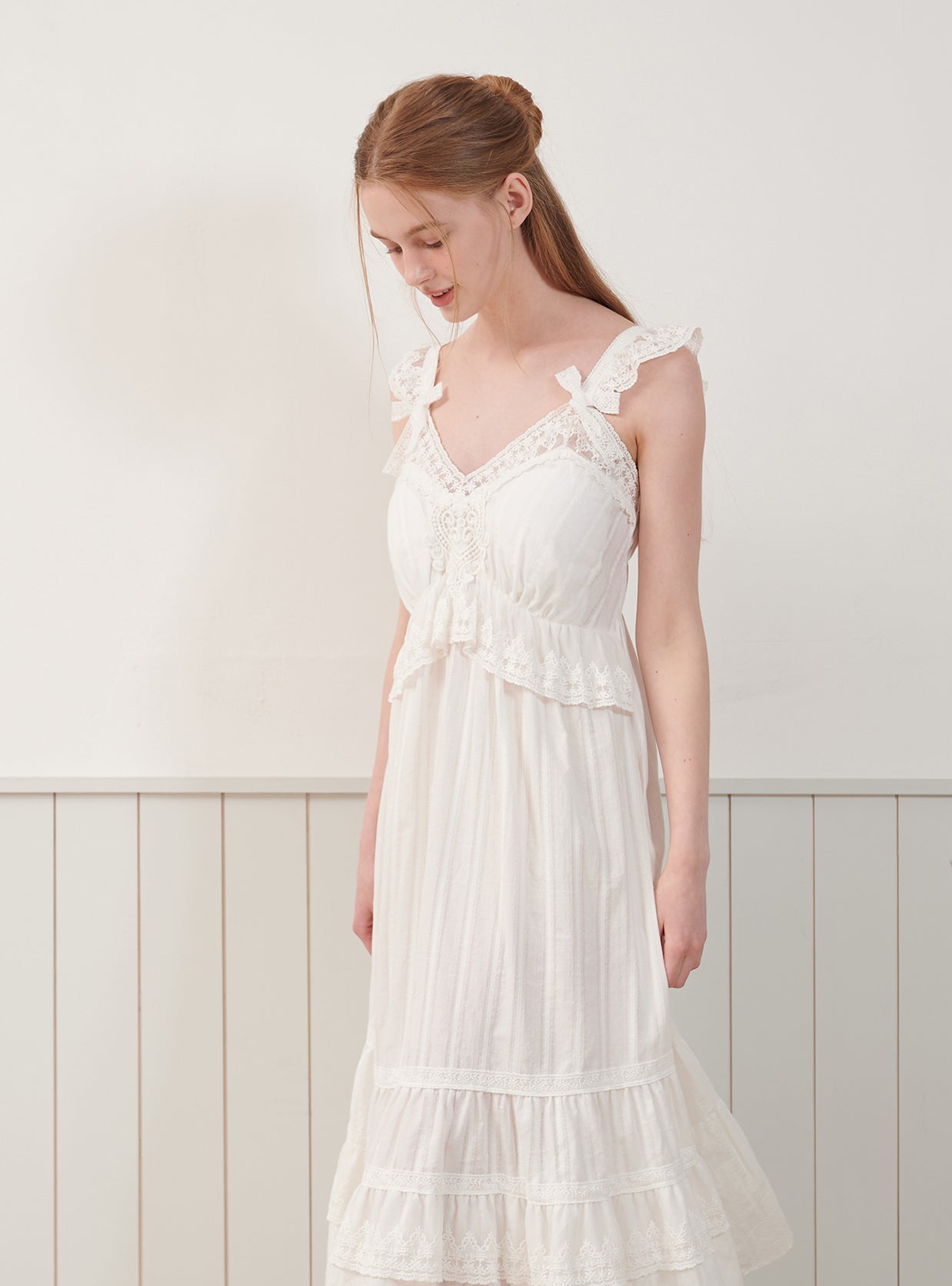 Lina Cotton Bra - Cup Sleeveless Nightdress - premium Korean sleepwear by LUNALUZ