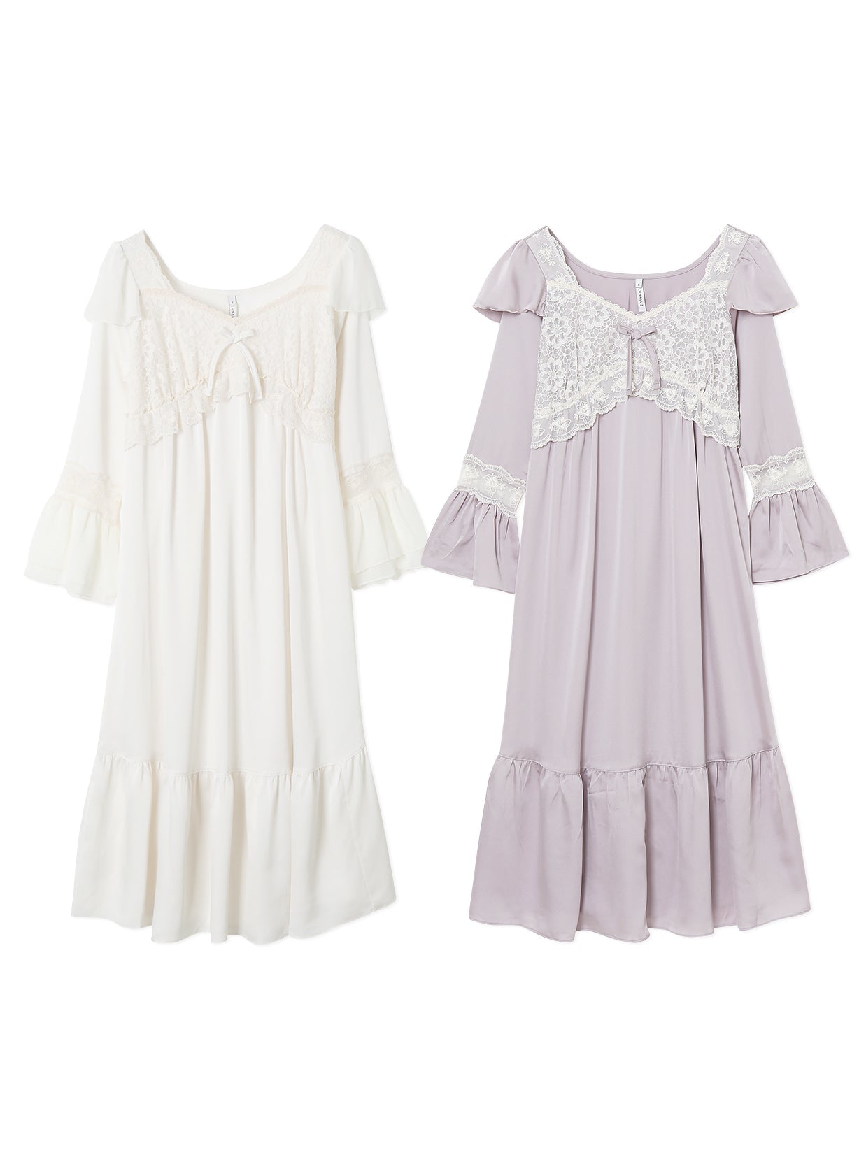 Louise Satin Dress – 2 Colors (Ivory, Violet) - premium Korean sleepwear by LUNALUZ