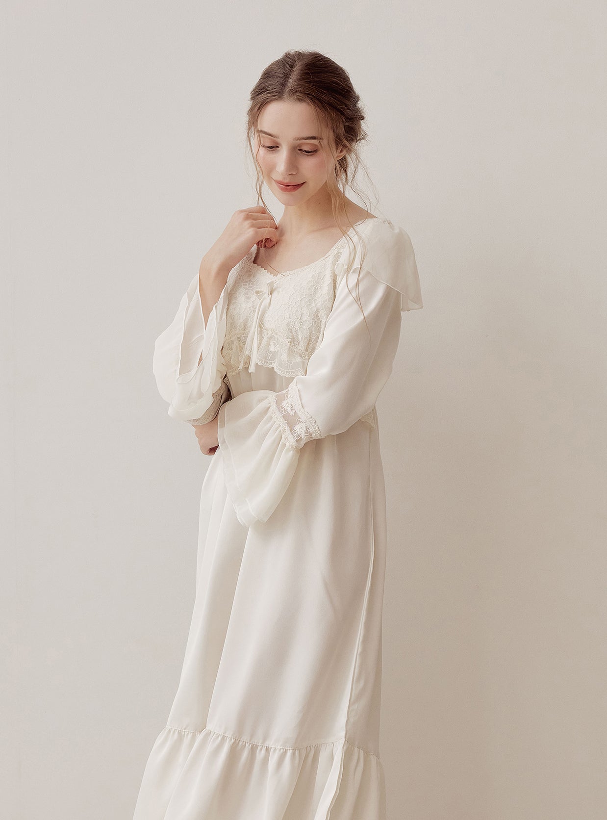 Louise Satin Dress – 2 Colors (Ivory, Violet) - premium Korean sleepwear by LUNALUZ
