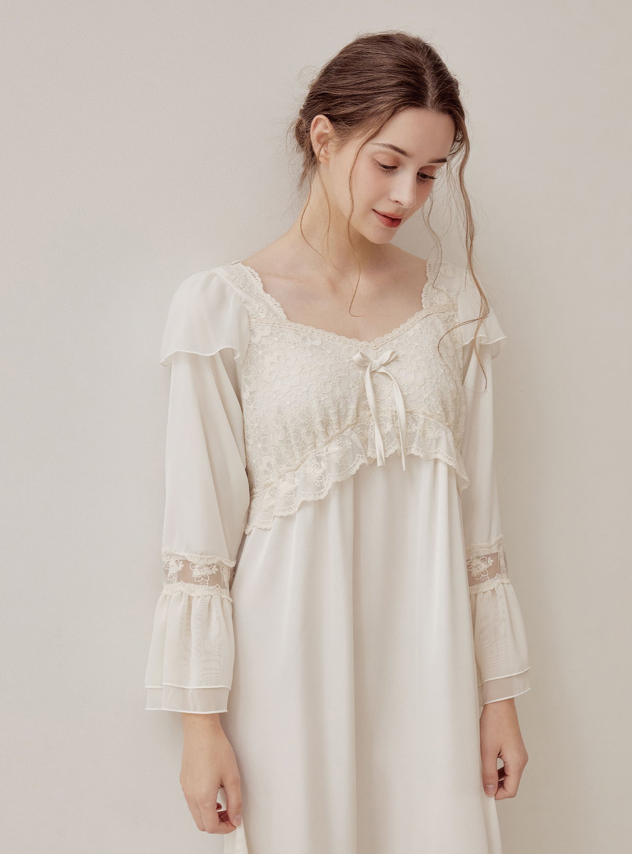 Louise Satin Dress – 2 Colors (Ivory, Violet) - premium Korean sleepwear by LUNALUZ