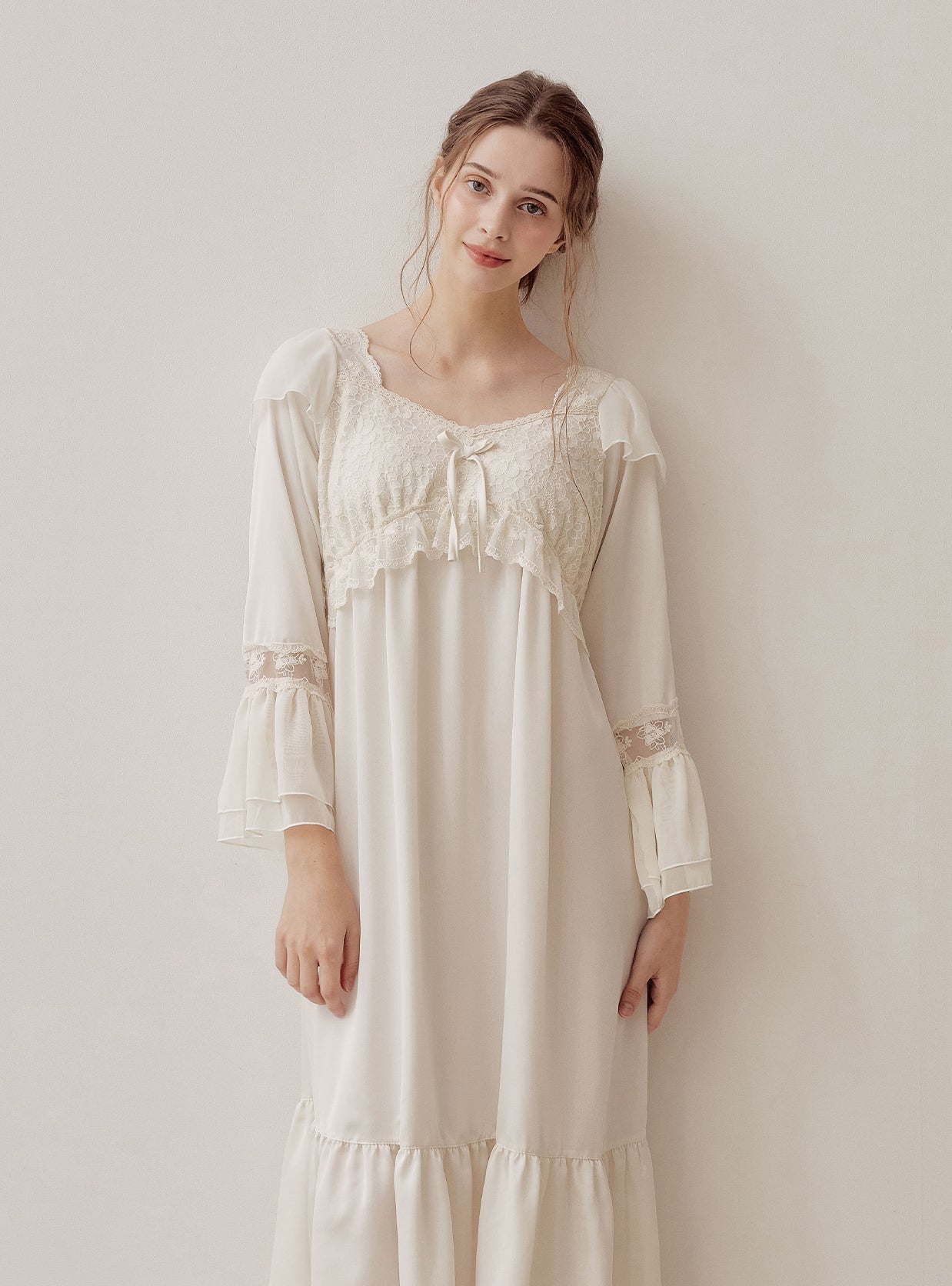 Louise Satin Dress – 2 Colors (Ivory, Violet) - premium Korean sleepwear by LUNALUZ