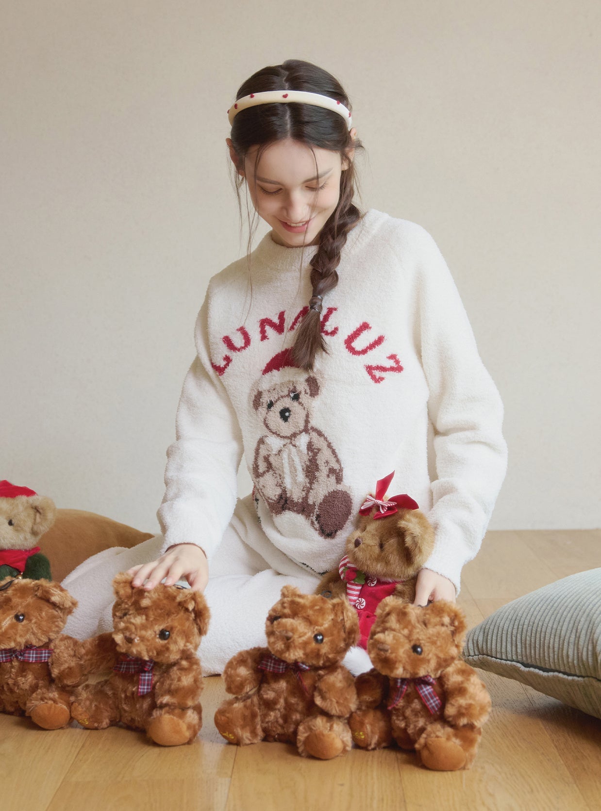 Luna Bear Knit Long - Sleeve Pajama Set - premium Korean sleepwear by LUNALUZ