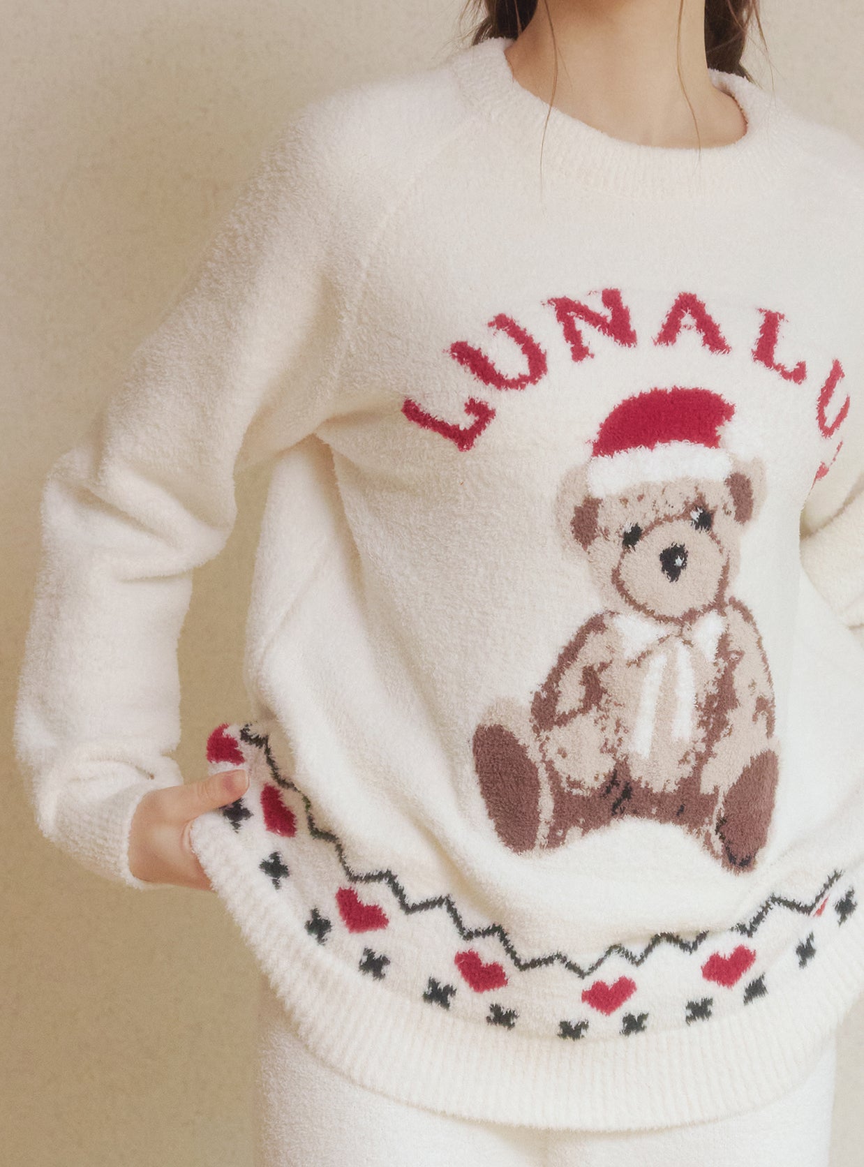 Luna Bear Knit Long - Sleeve Pajama Set - premium Korean sleepwear by LUNALUZ