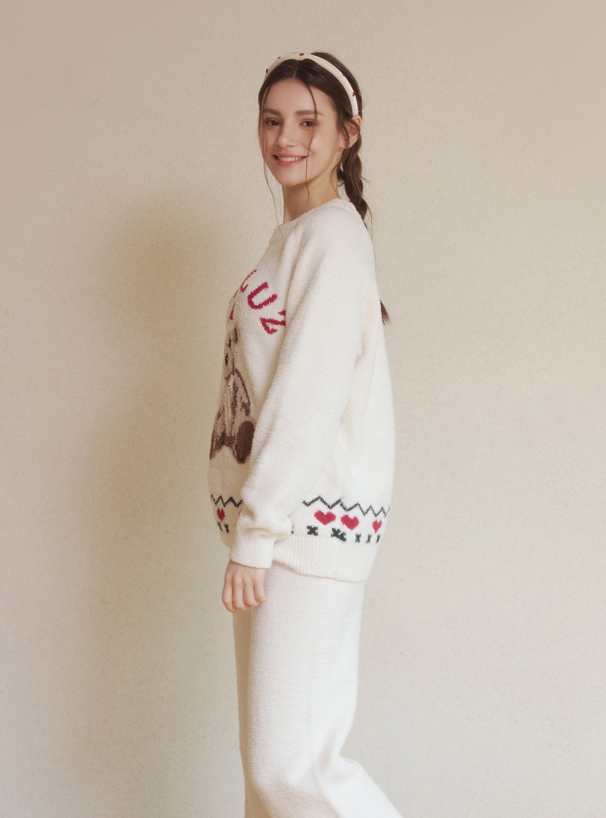 Luna Bear Knit Long - Sleeve Pajama Set - premium Korean sleepwear by LUNALUZ