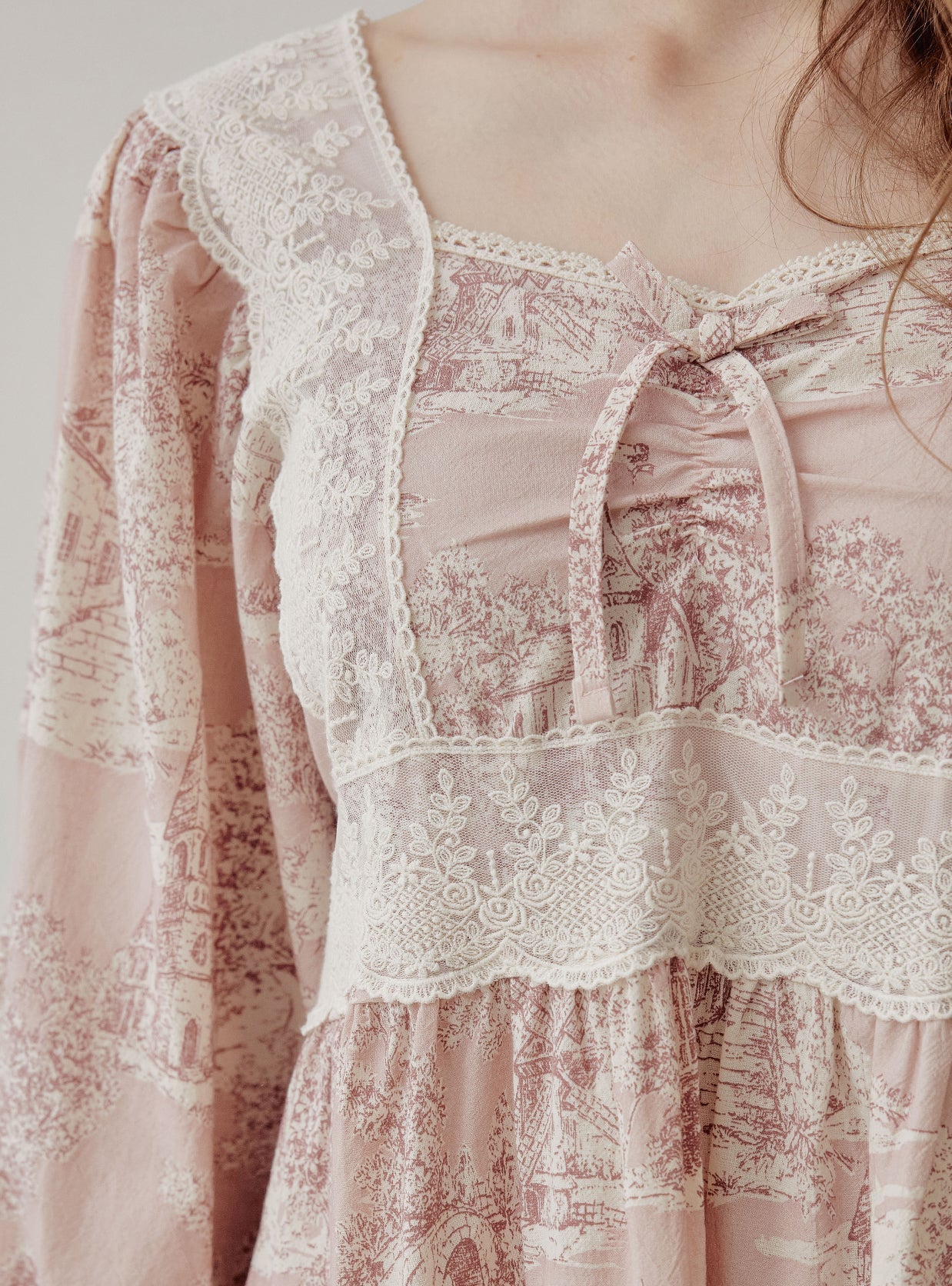 Madel Cotton Square - Neck Long - Sleeve Nightdress – 2 Colors - premium Korean sleepwear by LUNALUZ