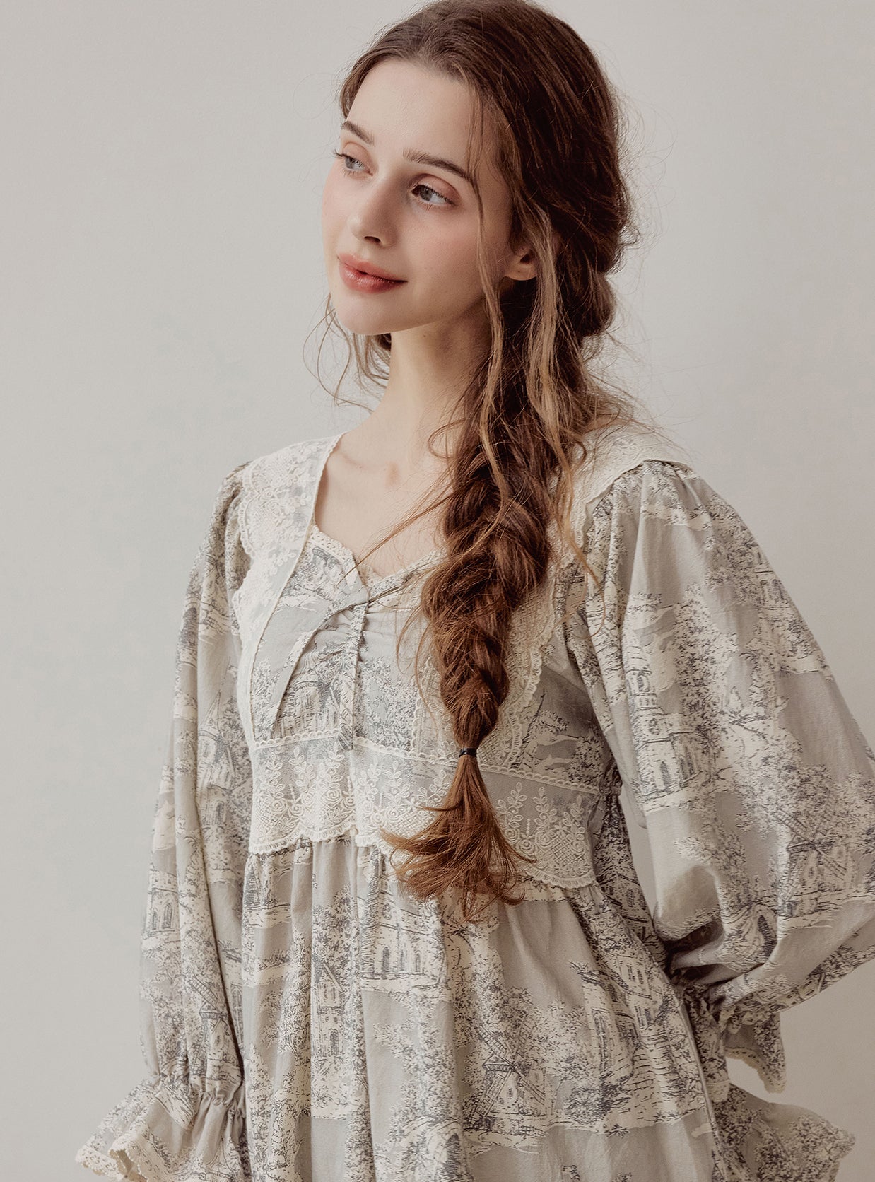 Madel Cotton Square - Neck Long - Sleeve Pajama Set – 2 Colors - premium Korean sleepwear by LUNALUZ