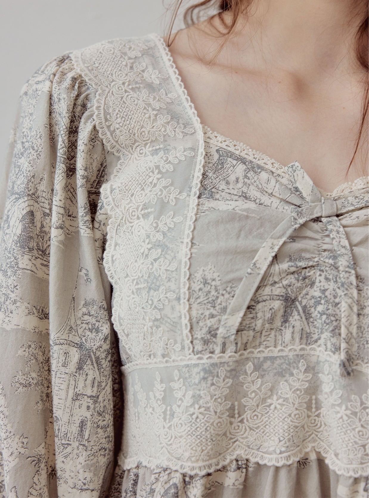 Madel Cotton Square - Neck Long - Sleeve Pajama Set – 2 Colors - premium Korean sleepwear by LUNALUZ