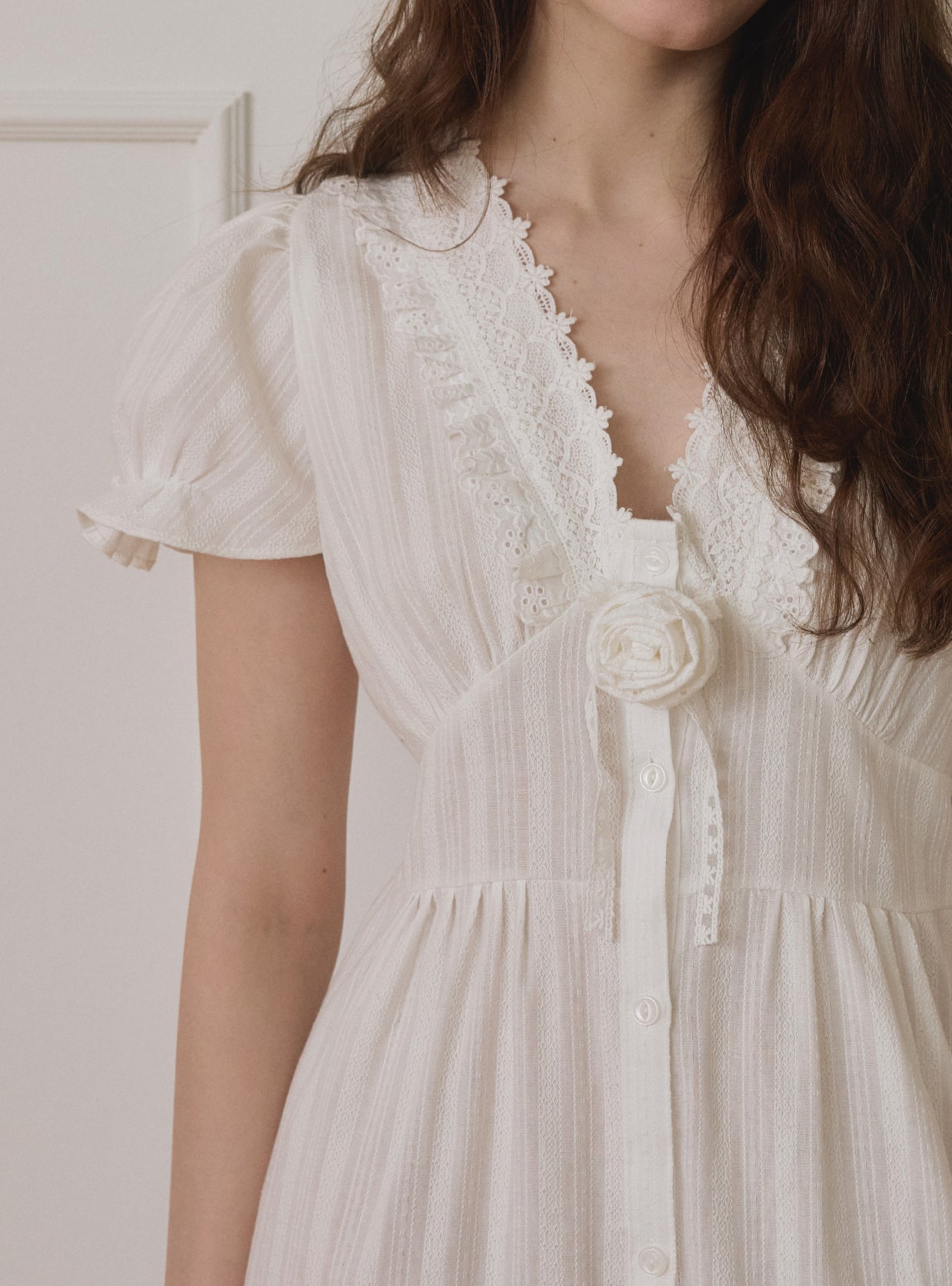 Marcel Dobby Cotton Short - Sleeve Nightdress - premium Korean sleepwear by LUNALUZ