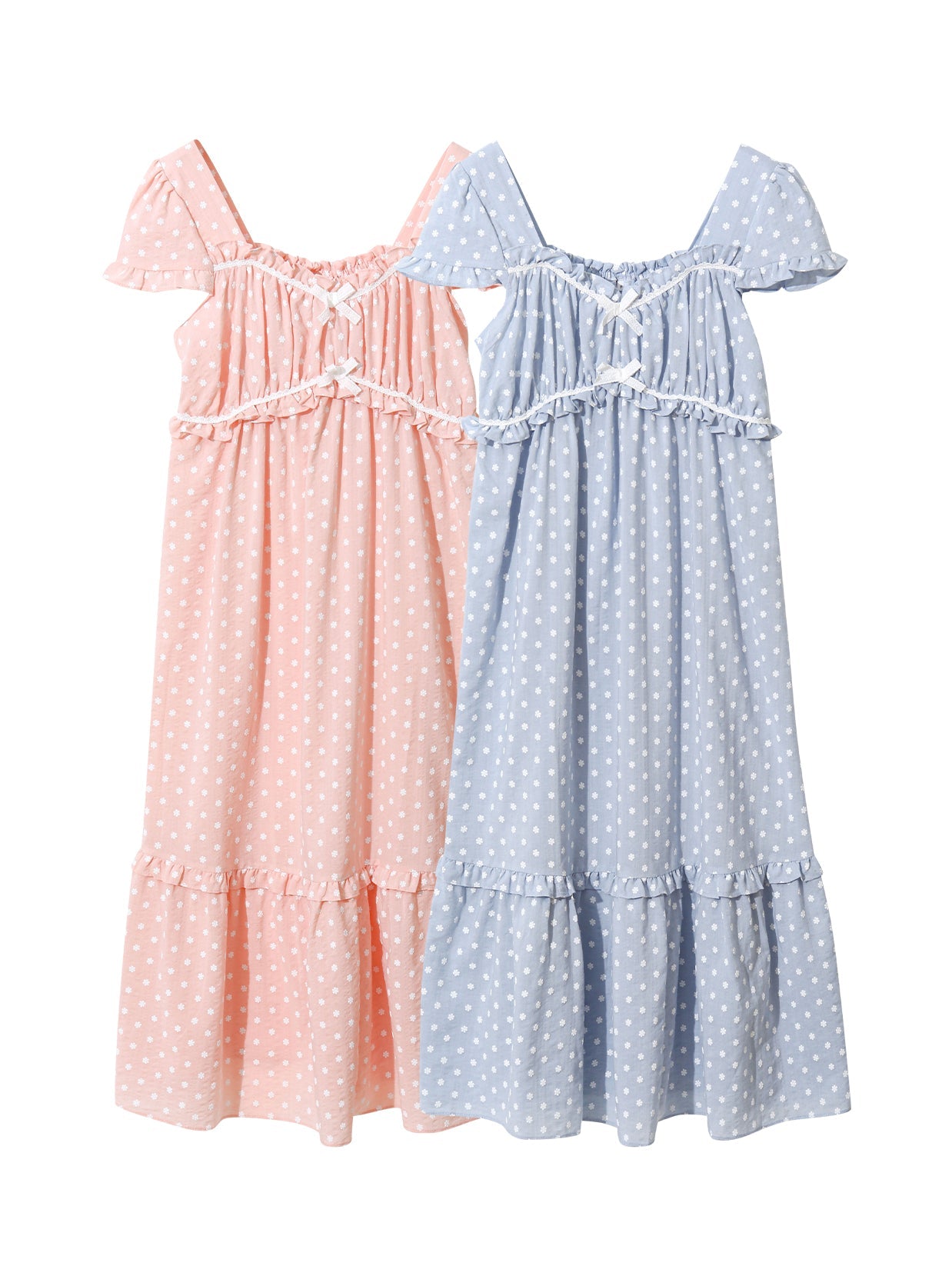 Margaret Rayon Cotton Short - Sleeve Nightdress (2 Colors) - premium Korean sleepwear by LUNALUZ