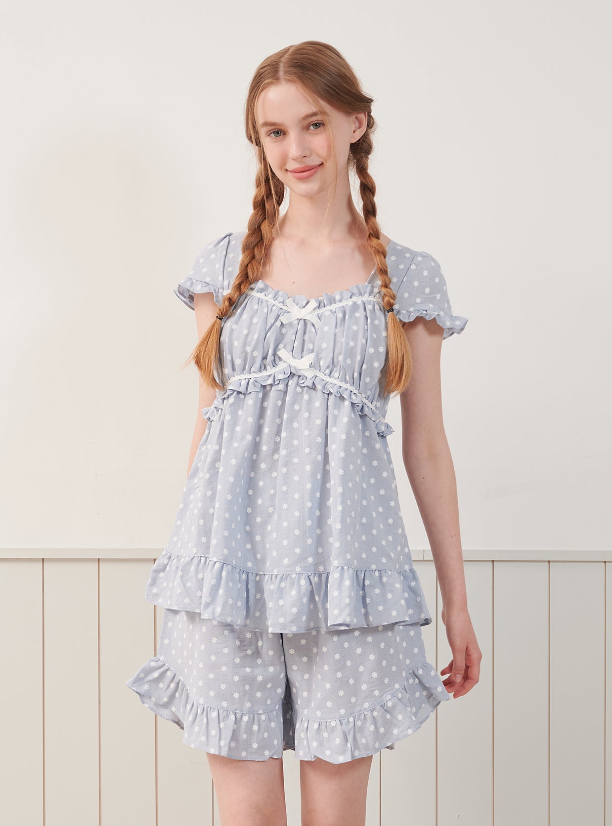 Margaret Rayon Cotton Short - Sleeve Pajama Set (2 Colors) - premium Korean sleepwear by LUNALUZ