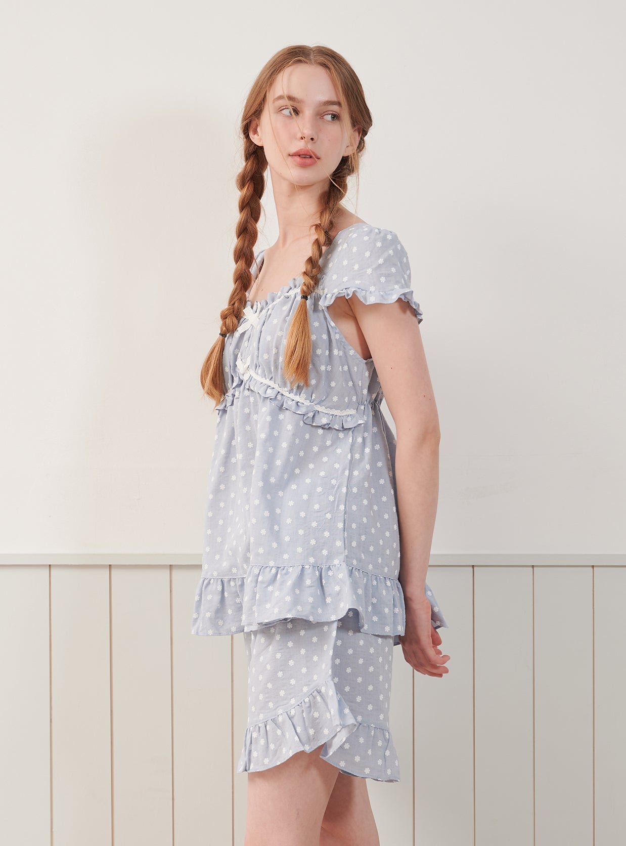 Margaret Rayon Cotton Short - Sleeve Pajama Set (2 Colors) - premium Korean sleepwear by LUNALUZ