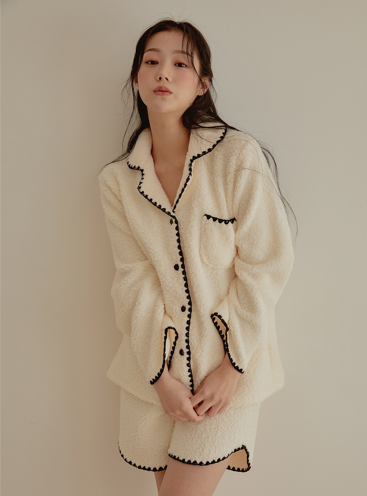 Marshmallow Fleece Long - Sleeve 3/4 Pants Pajama Set - premium Korean sleepwear by LUNALUZ