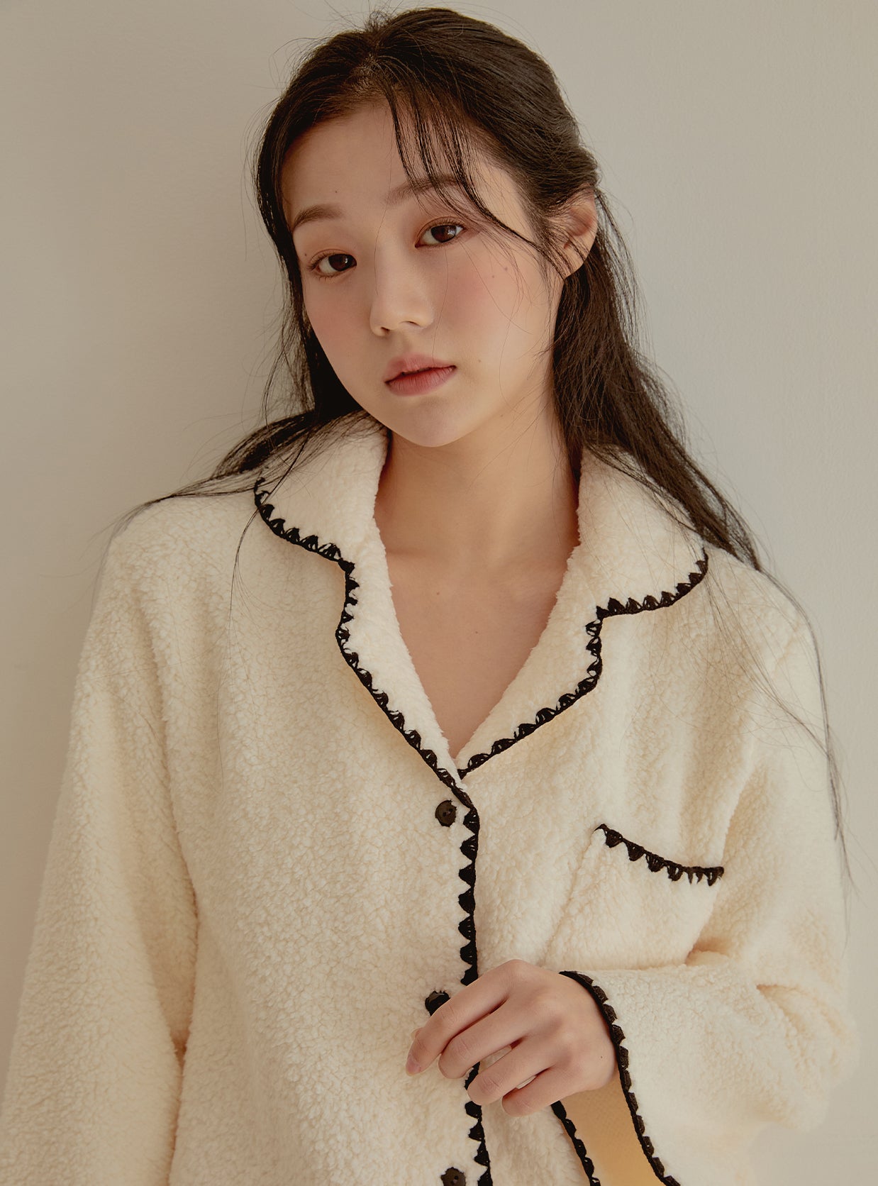 Marshmallow Fleece Long - Sleeve 3/4 Pants Pajama Set - premium Korean sleepwear by LUNALUZ