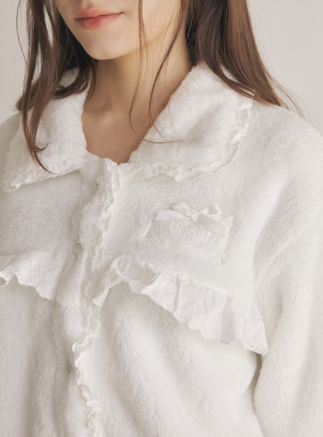 Maya Microfleece Long - Sleeve Notched Collar Pajama Set - premium Korean sleepwear by LUNALUZ