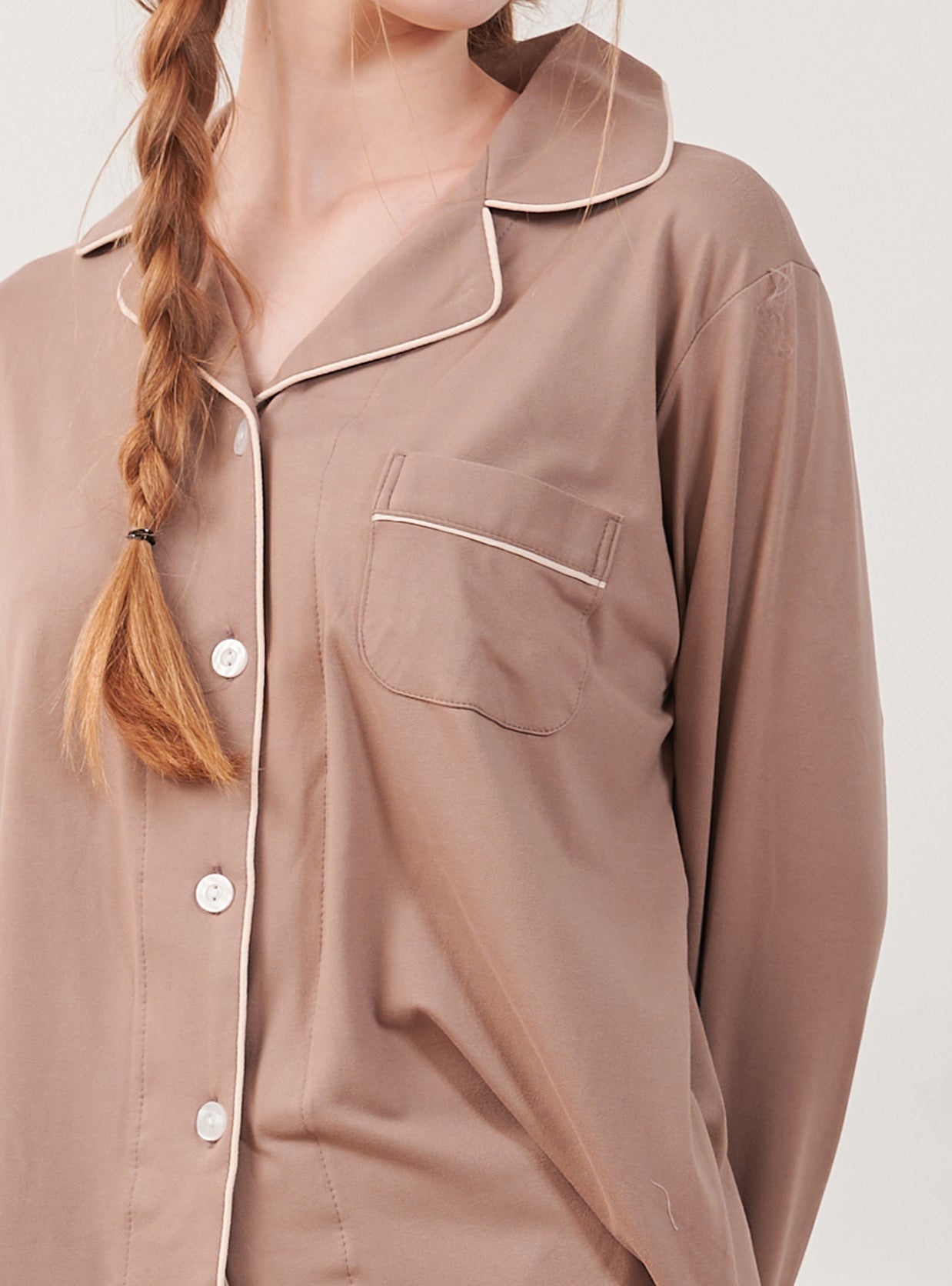 Maybe Span Long - Sleeve Notched Collar Pajama Set - premium Korean sleepwear by LUNALUZ