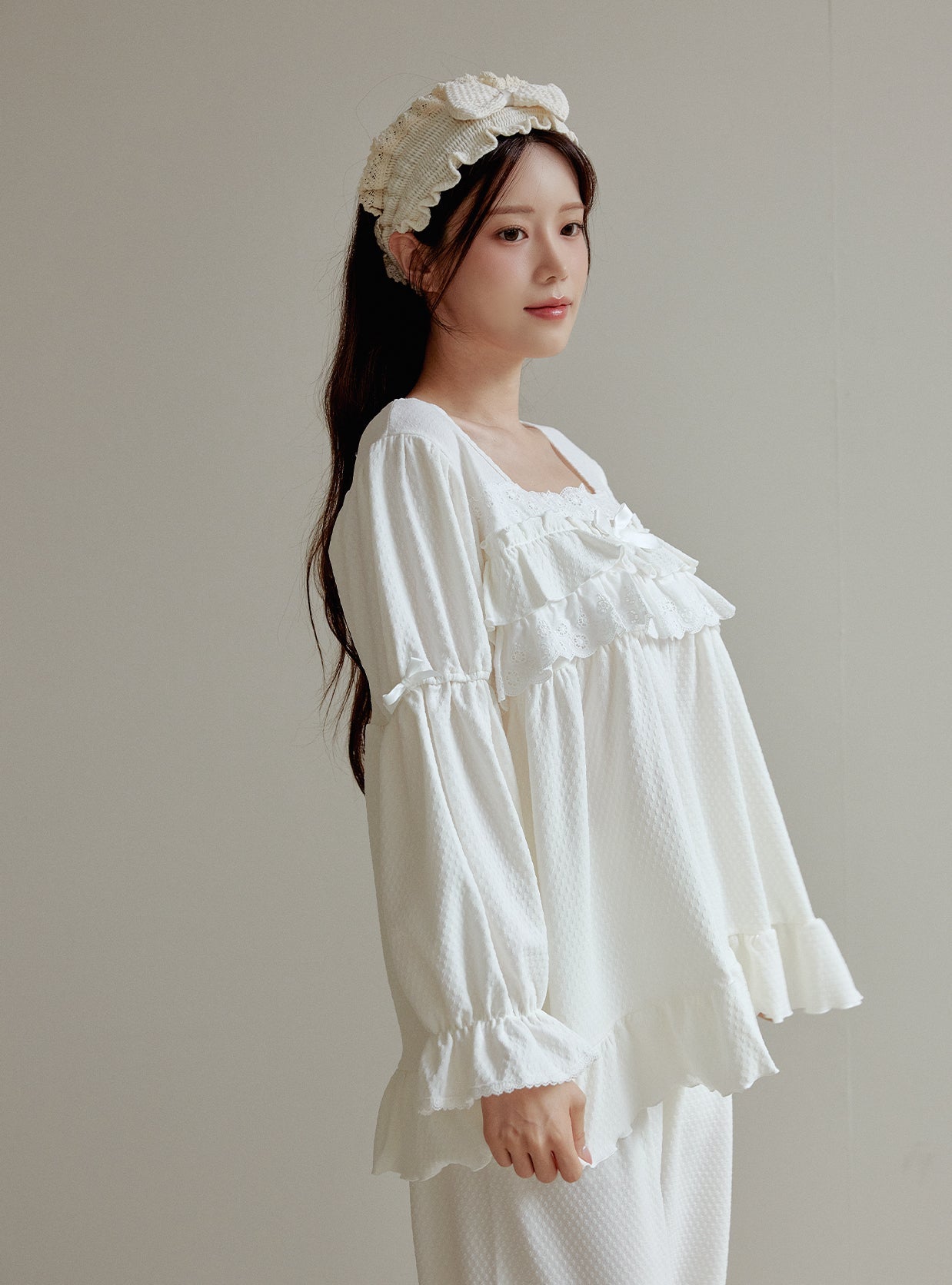 Montblanc Span Square - Neck Pajama Set - premium Korean sleepwear by LUNALUZ