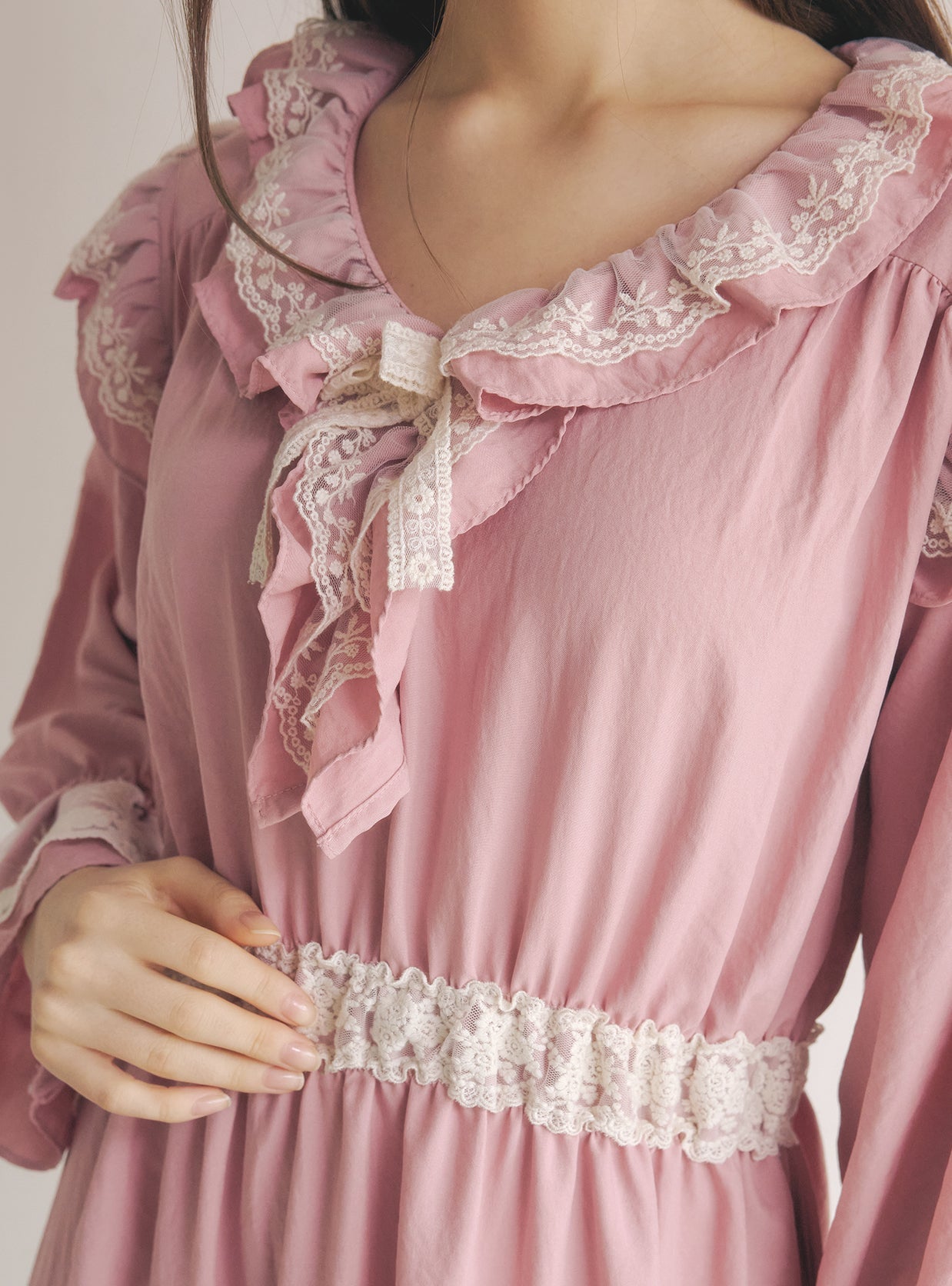 Nellie Satin Sand Washing V - Neck Nightdress - premium Korean sleepwear by LUNALUZ