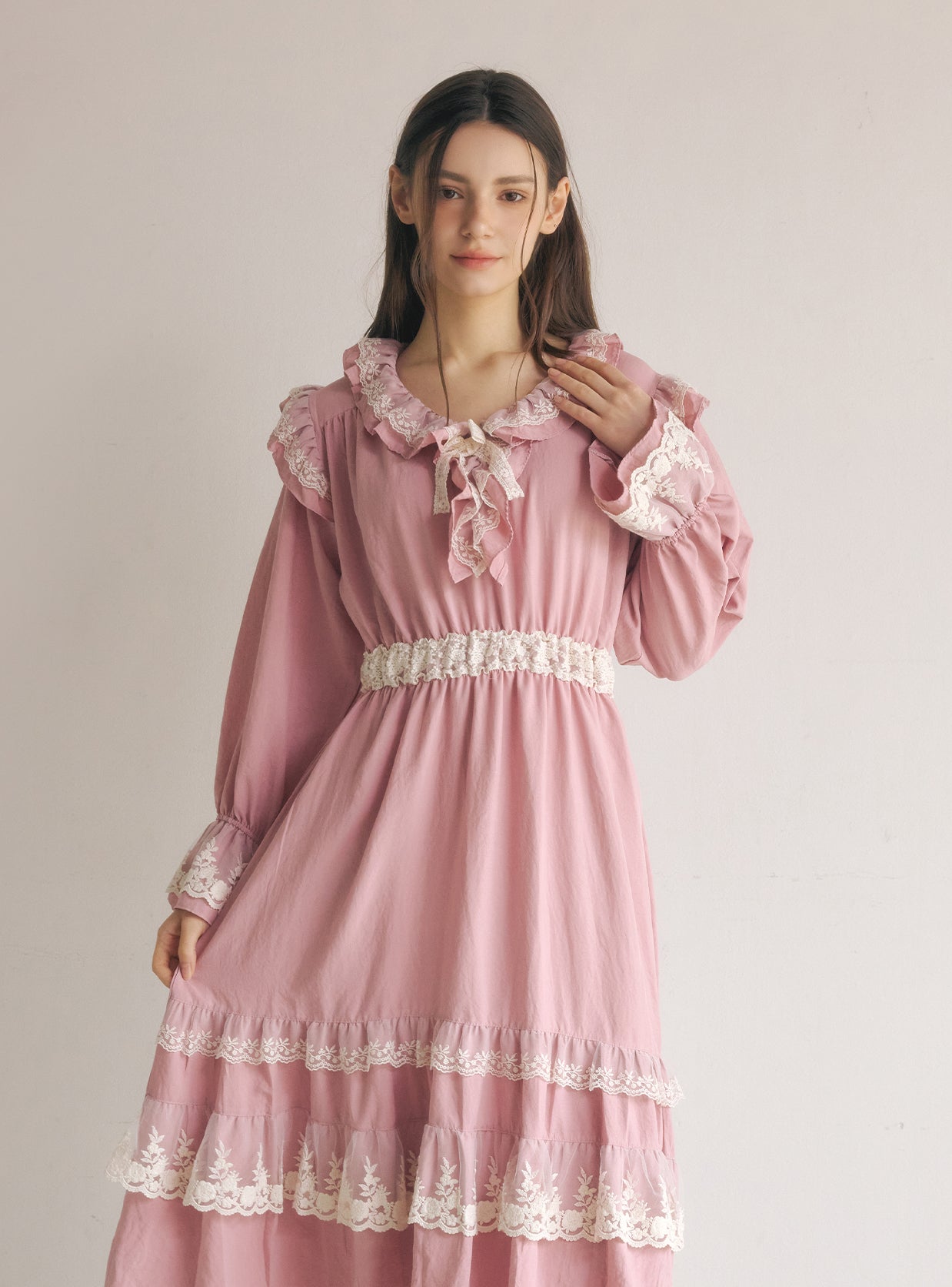 Nellie Satin Sand Washing V - Neck Nightdress - premium Korean sleepwear by LUNALUZ