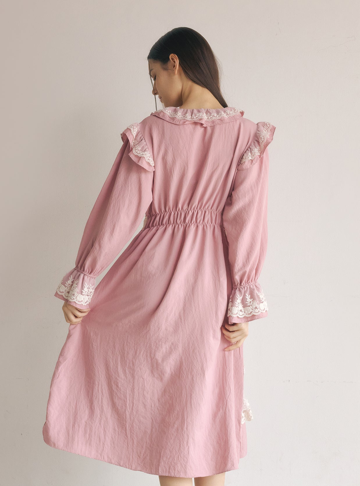 Nellie Satin Sand Washing V - Neck Nightdress - premium Korean sleepwear by LUNALUZ