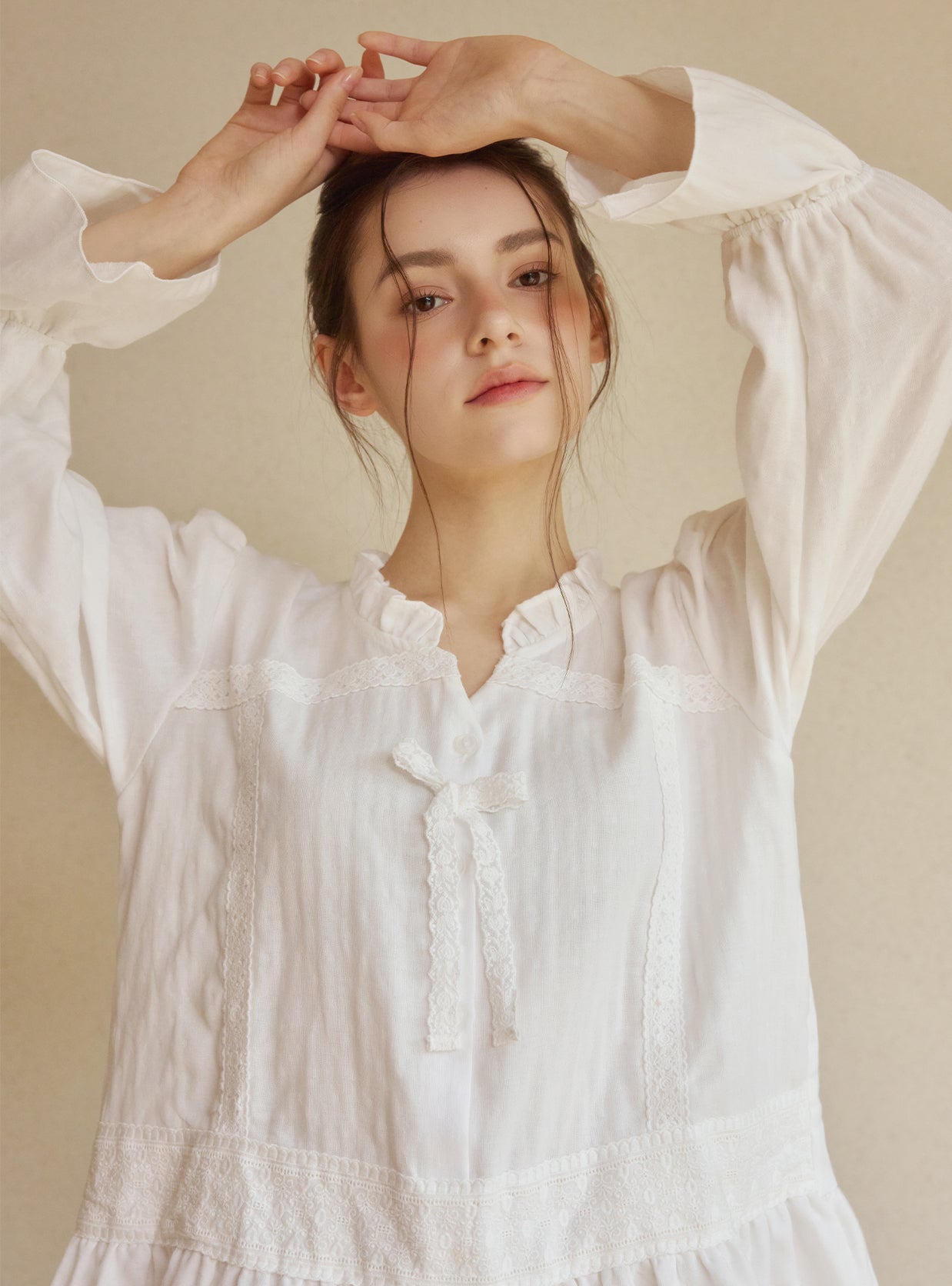 Netty Long - Sleeve Round - Neck Pajama Set - premium Korean sleepwear by LUNALUZ-43