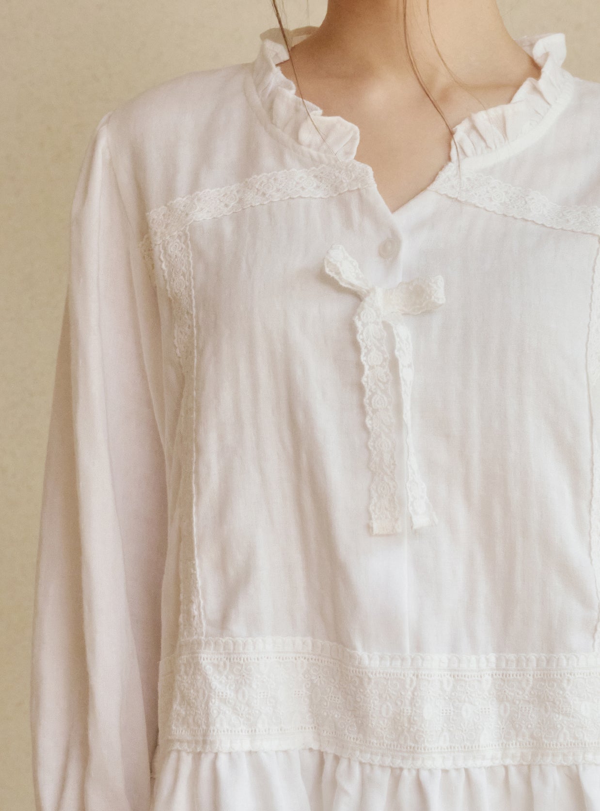 Netty Long - Sleeve Round - Neck Pajama Set - premium Korean sleepwear by LUNALUZ