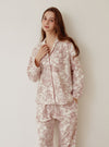 Palace Rayon Cotton Long - Sleeve Notched Collar Pajama Set - premium Korean sleepwear by LUNALUZ