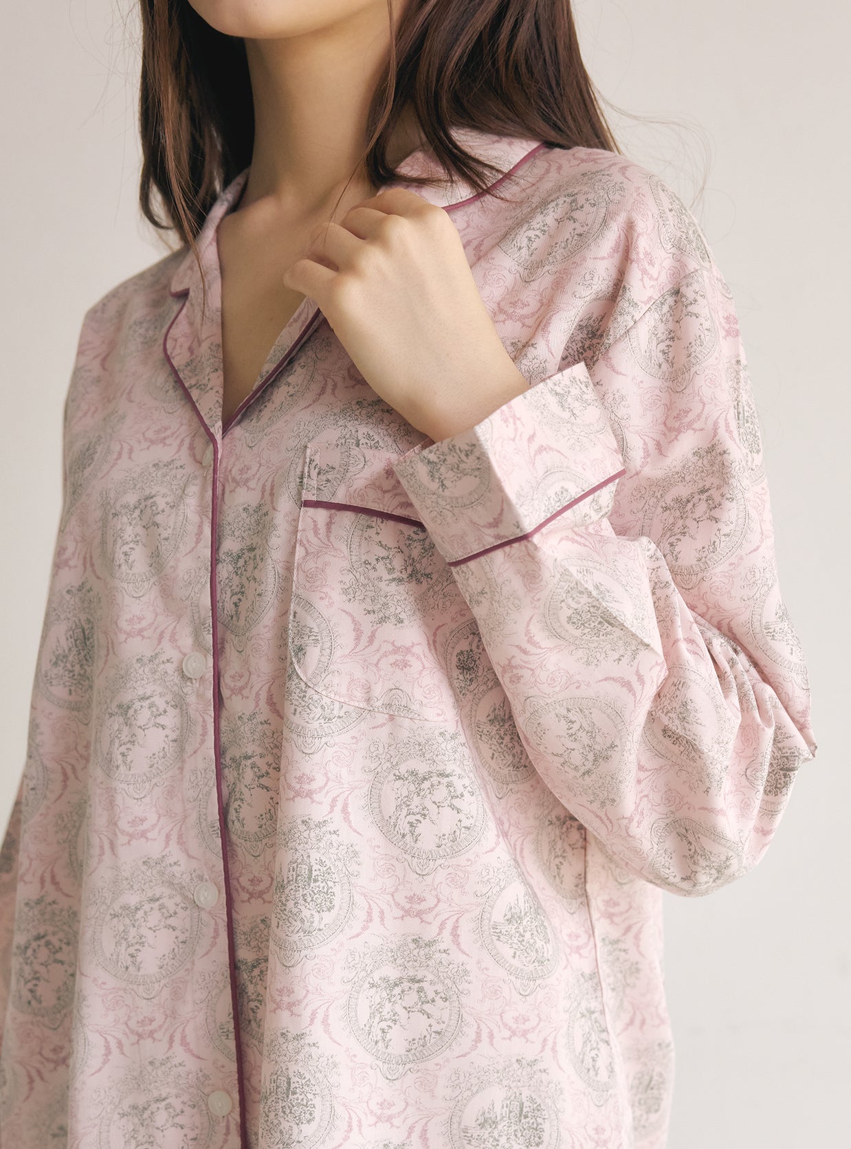 Privé Modal - Cotton Collar Neck Pajama Set - premium Korean sleepwear by LUNALUZ