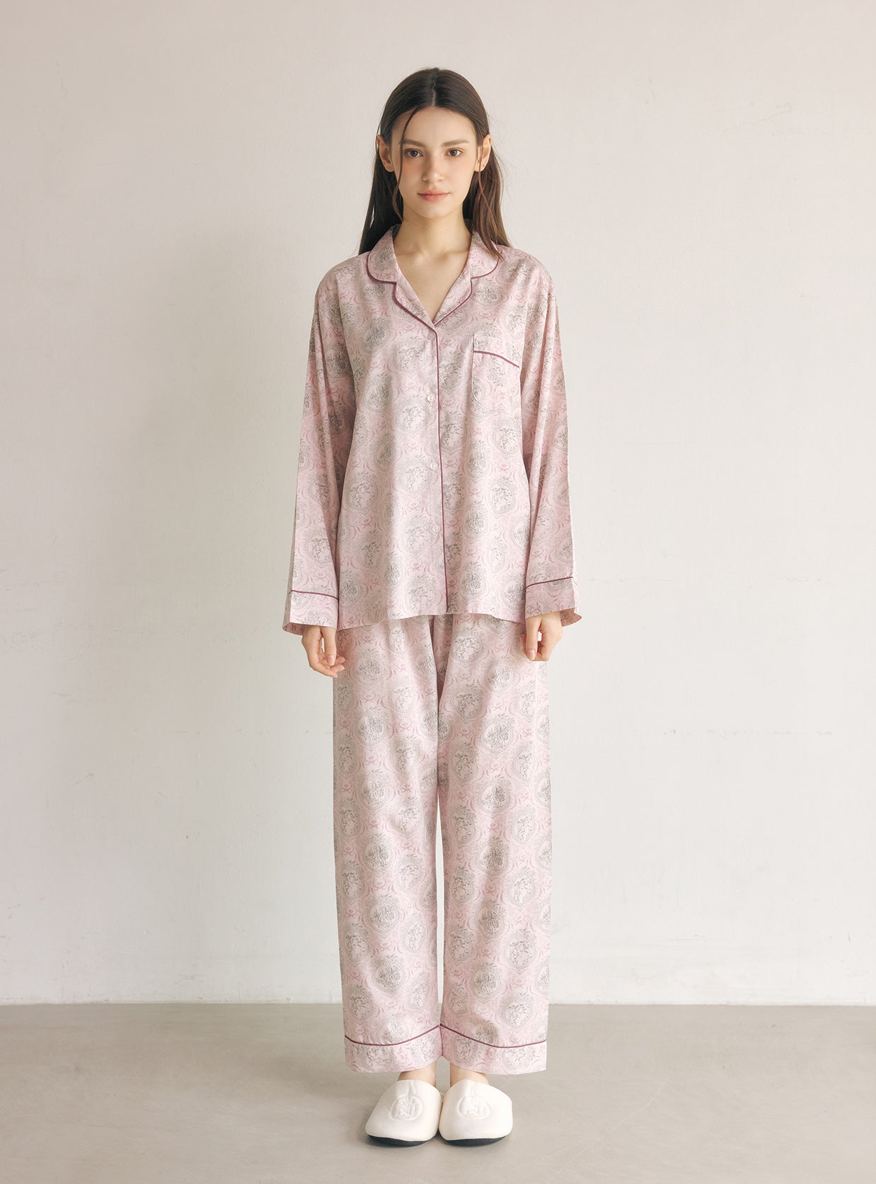 Privé Modal - Cotton Collar Neck Pajama Set - premium Korean sleepwear by LUNALUZ