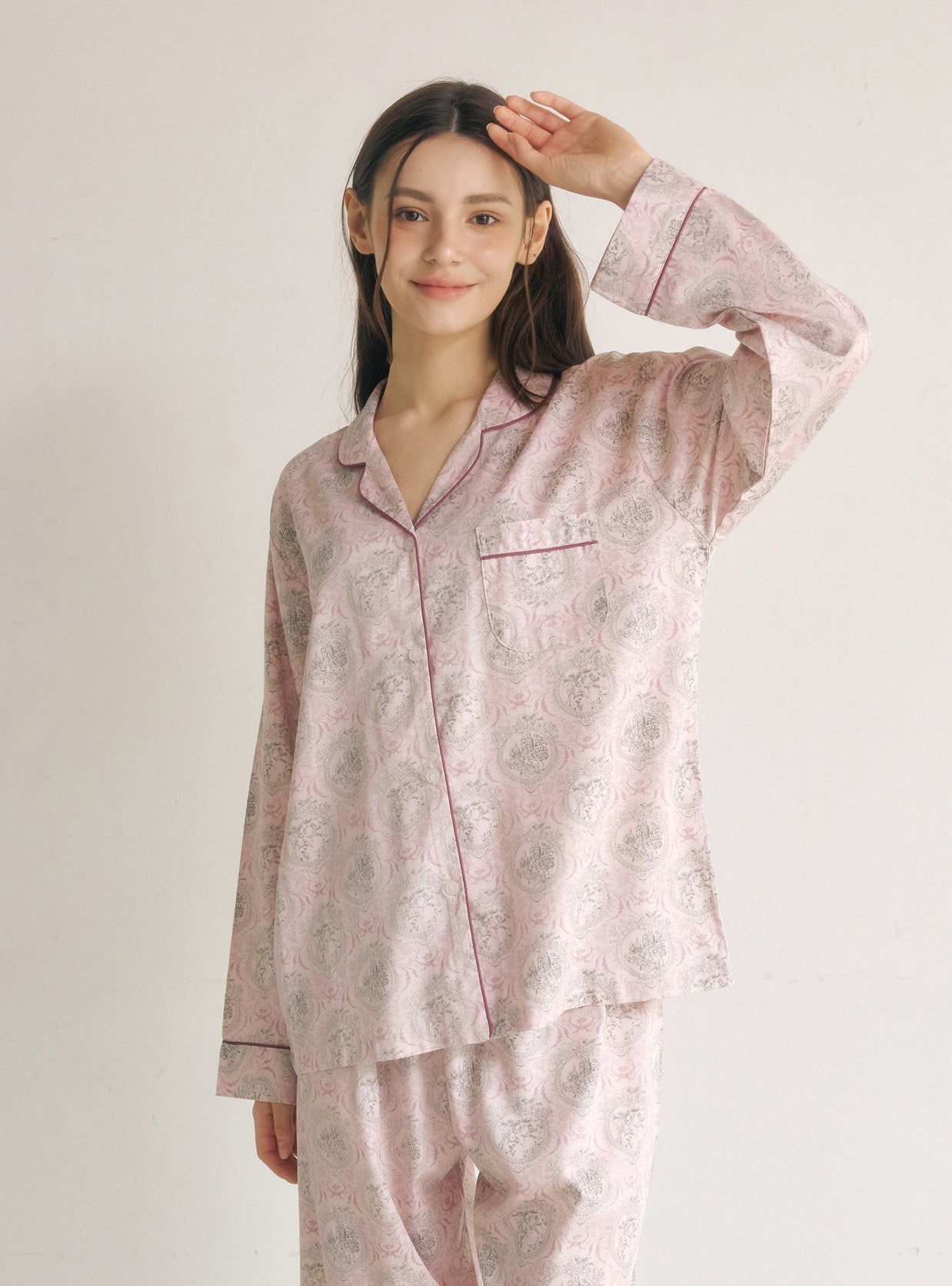 Privé Modal - Cotton Collar Neck Pajama Set - premium Korean sleepwear by LUNALUZ