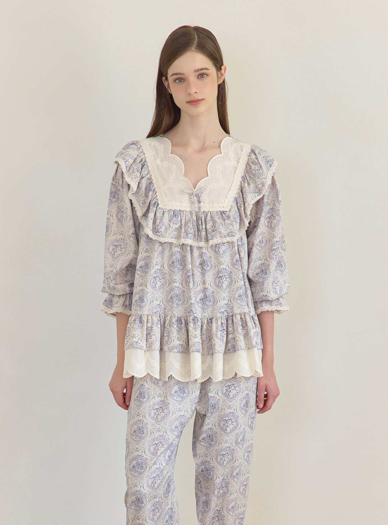 Privé Modal - Cotton V - Neck Pajama Set - premium Korean sleepwear by LUNALUZ
