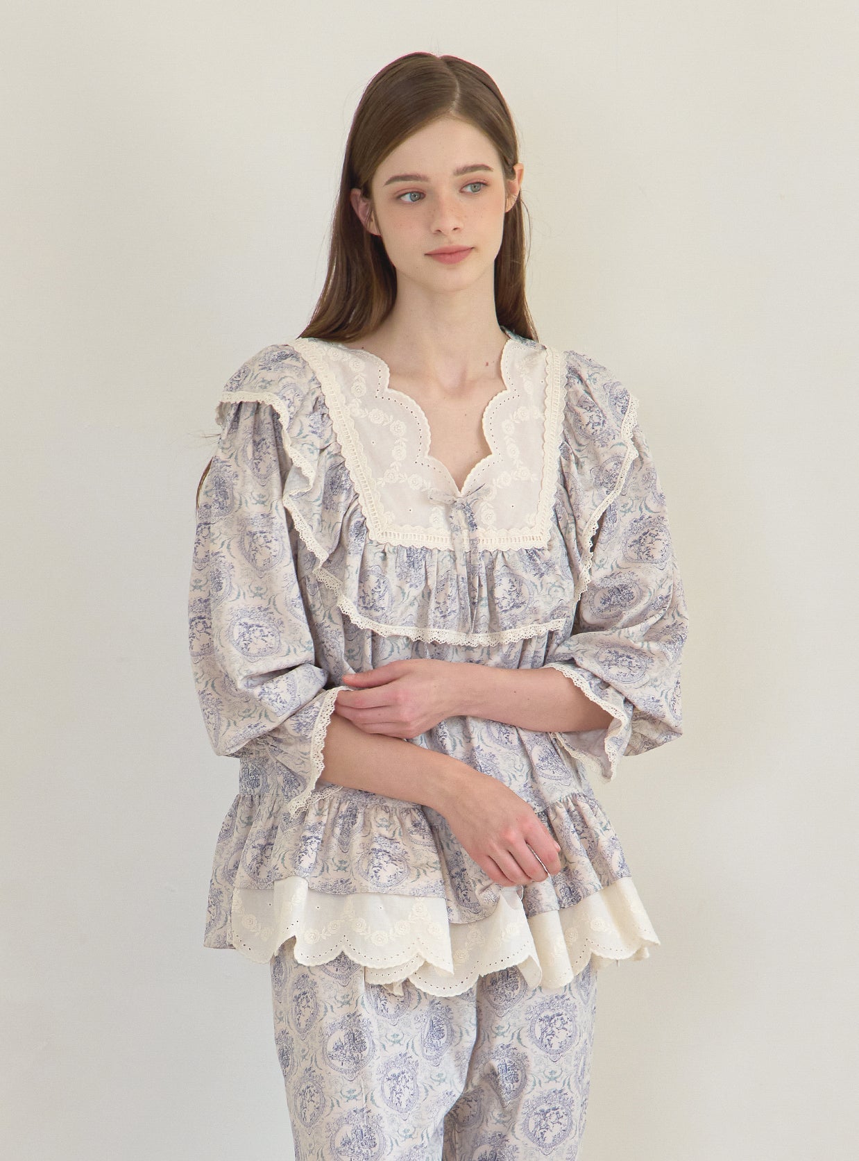 Privé Modal - Cotton V - Neck Pajama Set - premium Korean sleepwear by LUNALUZ