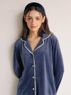 Ronique Minky Span Long - Sleeve Notched Collar Pajama Set (2 Colors) - premium Korean sleepwear by LUNALUZ