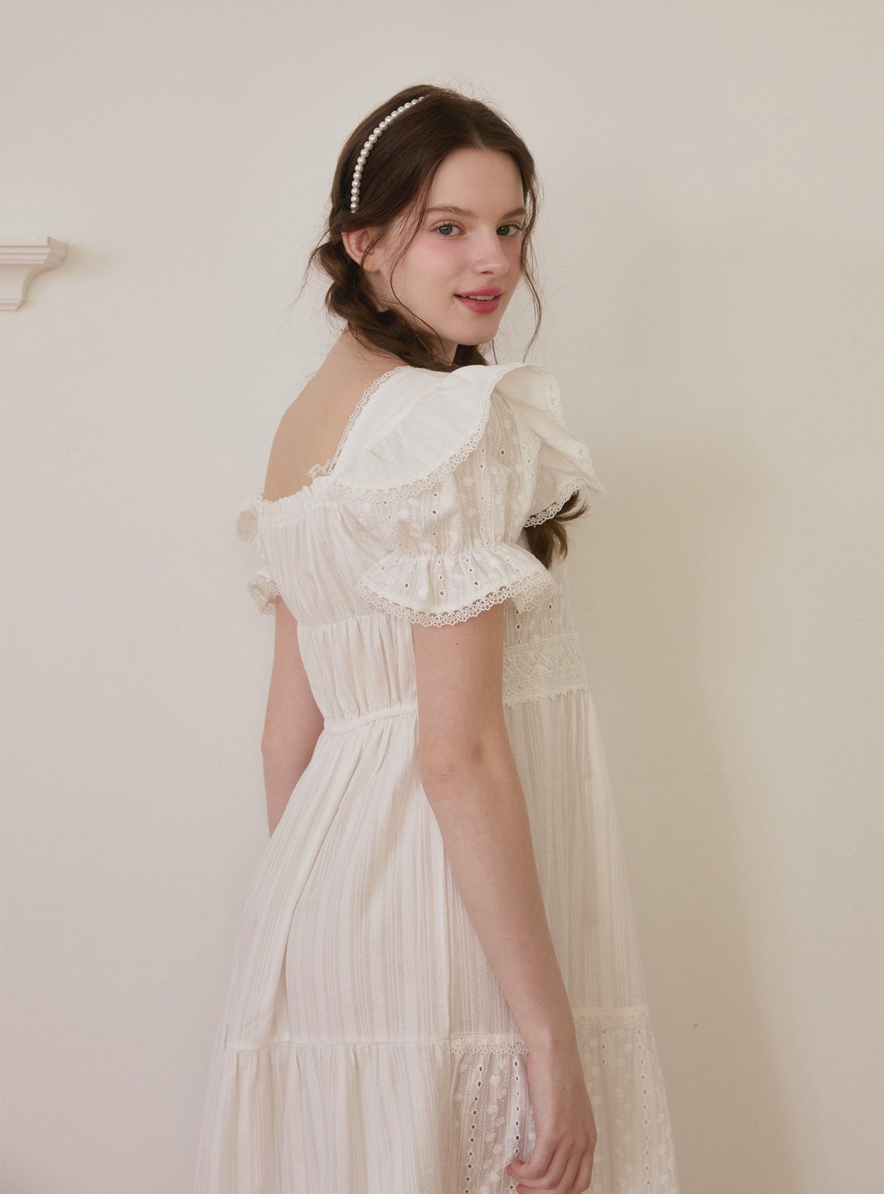 Rotie Cotton Short - Sleeve Nightdress - premium Korean sleepwear by LUNALUZ