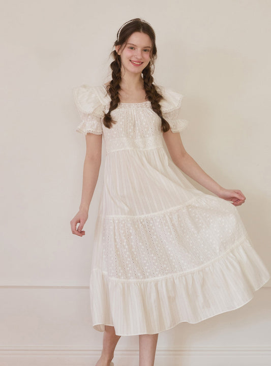 Rotie Cotton Short - Sleeve Nightdress - premium Korean sleepwear by LUNALUZ