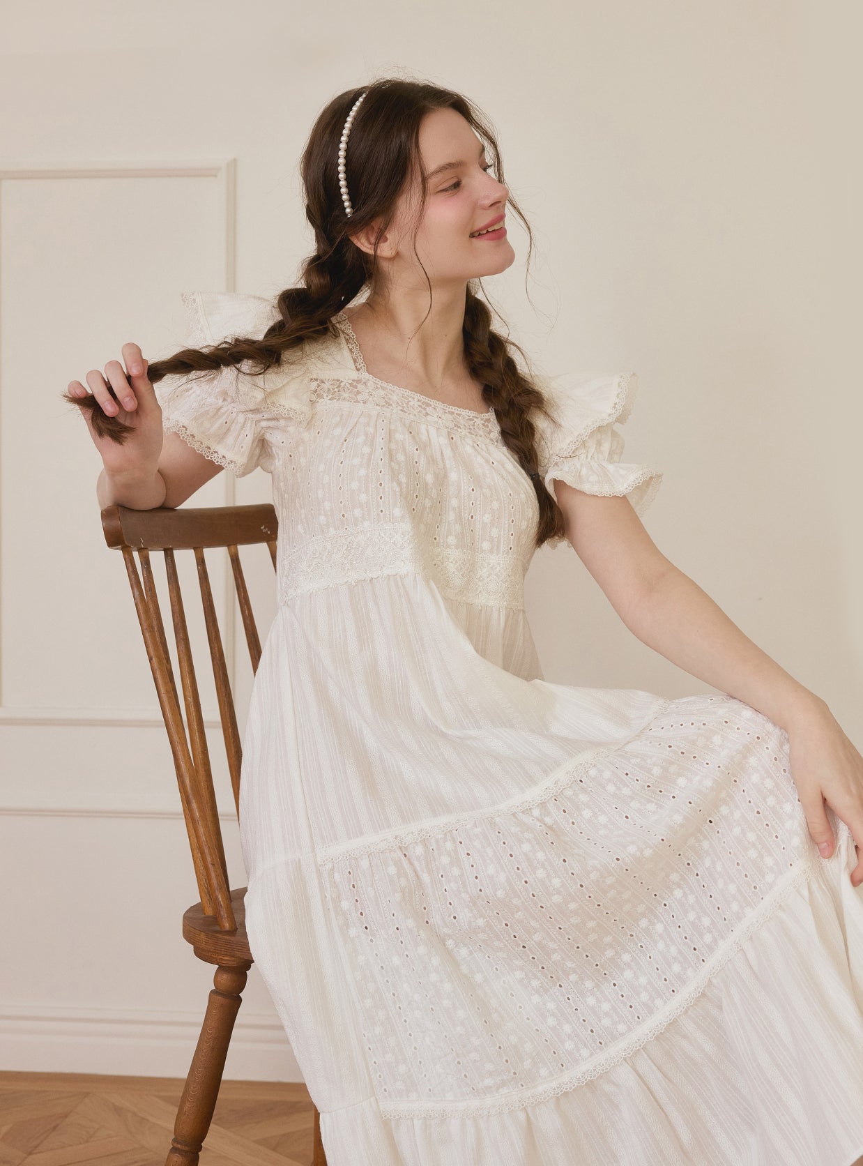 Rotie Cotton Short - Sleeve Nightdress - premium Korean sleepwear by LUNALUZ