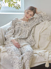 Royal Garden Cotton Square - Neck Long - Sleeve Pajama Set - premium Korean sleepwear by LUNALUZ