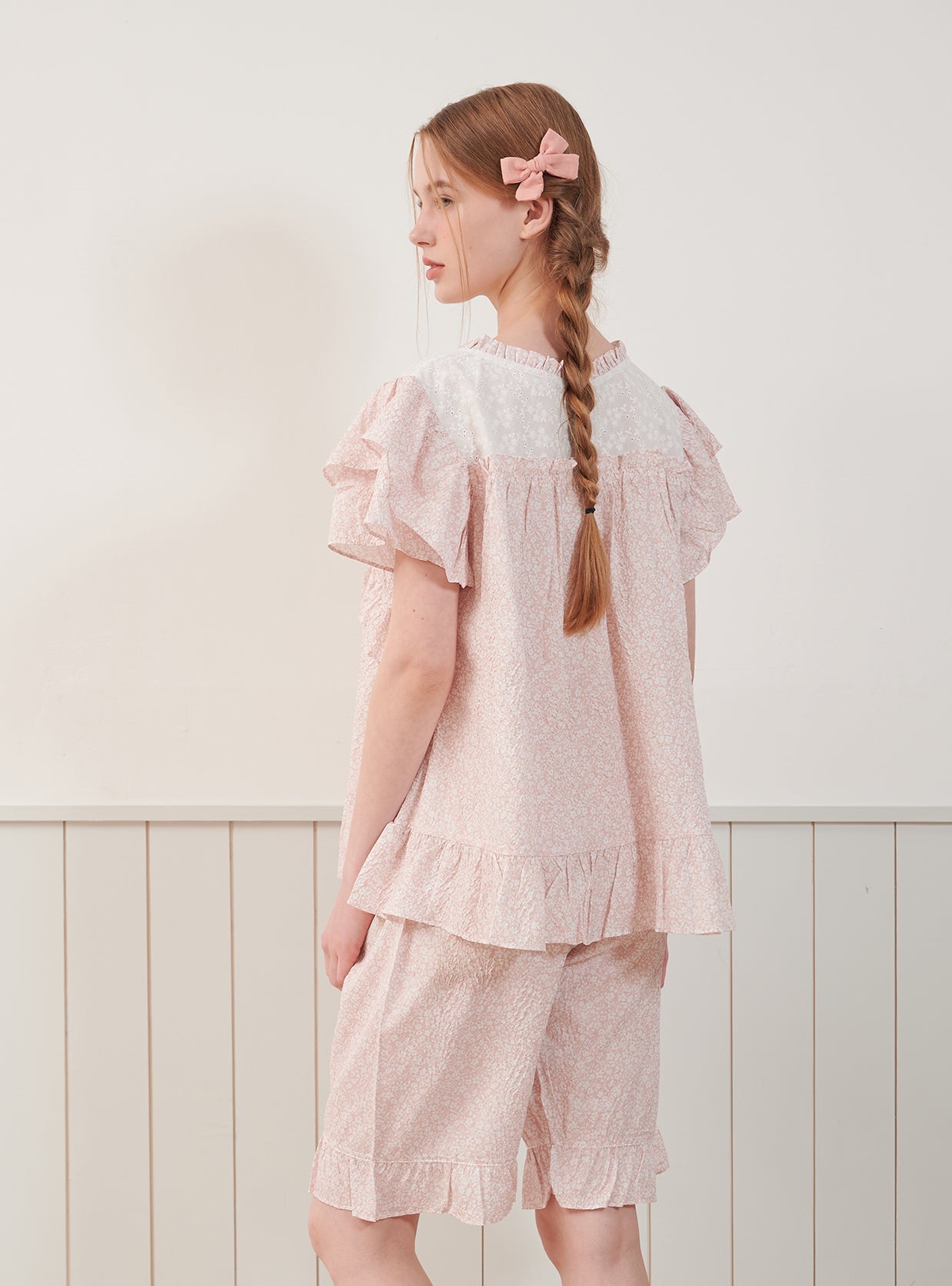 Saffron Round - Neck Short - Sleeve Pajama Set - premium Korean sleepwear by LUNALUZ