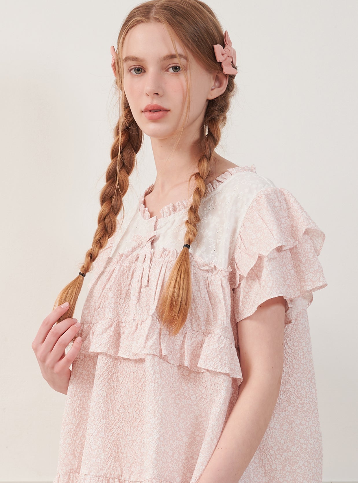 Saffron Round - Neck Short - Sleeve Pajama Set - premium Korean sleepwear by LUNALUZ