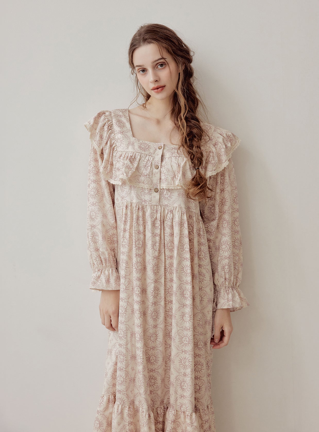 Soleil Modal Cotton Square - Neck Nightdress - premium Korean sleepwear by LUNALUZ