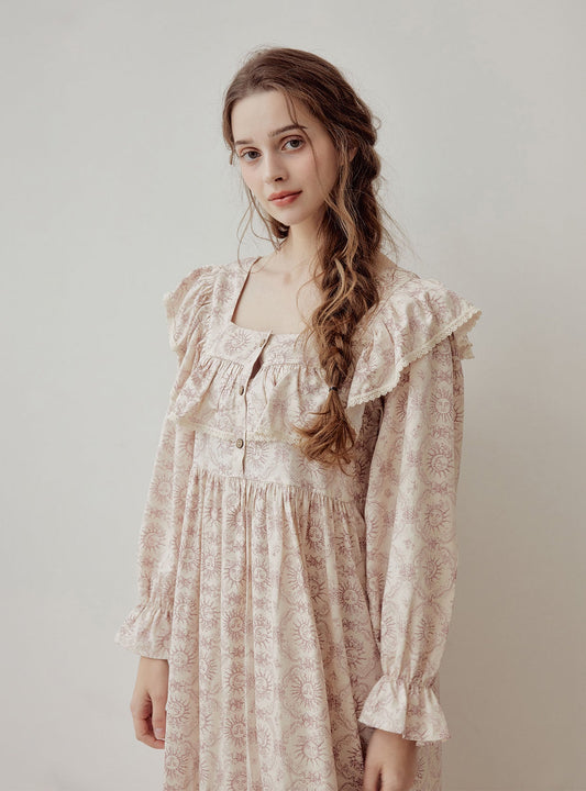 Soleil Modal Cotton Square - Neck Nightdress - premium Korean sleepwear by LUNALUZ