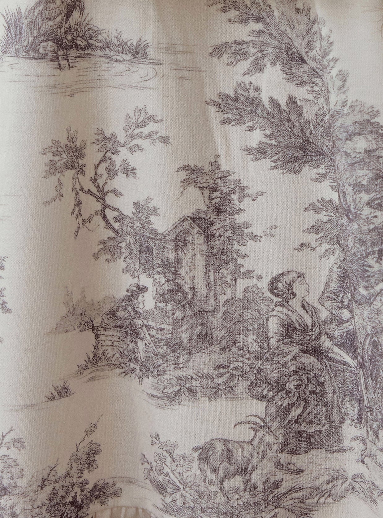 Verona Stretch Round - Neck Pajama Set – Cream Toile - premium Korean sleepwear by LUNALUZ