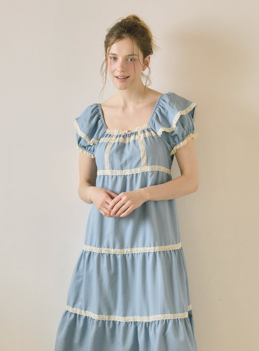 Veronia Sandwashed Square Dress Sleepwear - premium Korean sleepwear by LUNALUZ