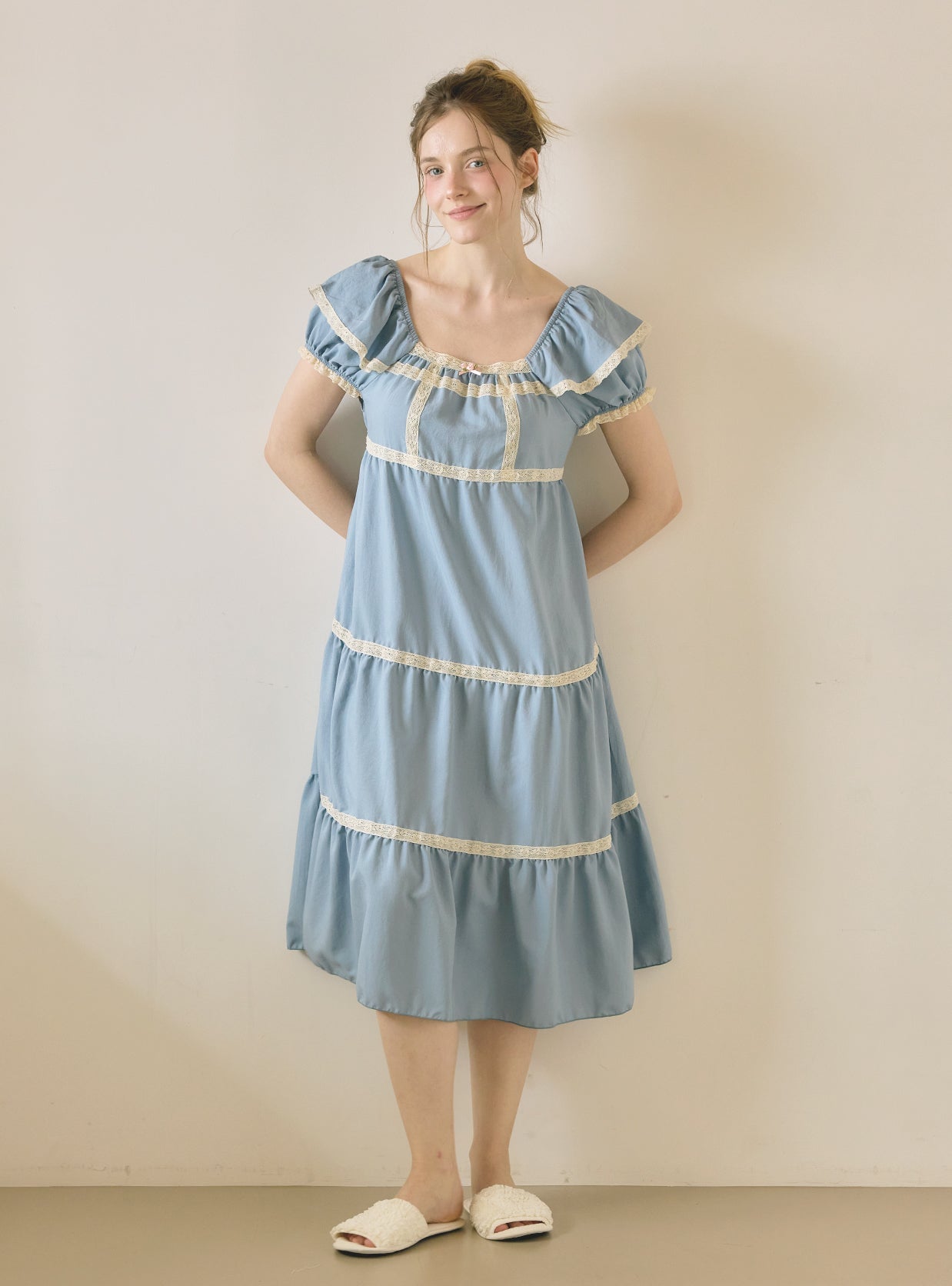 Veronia Sandwashed Square Dress Sleepwear - premium Korean sleepwear by LUNALUZ