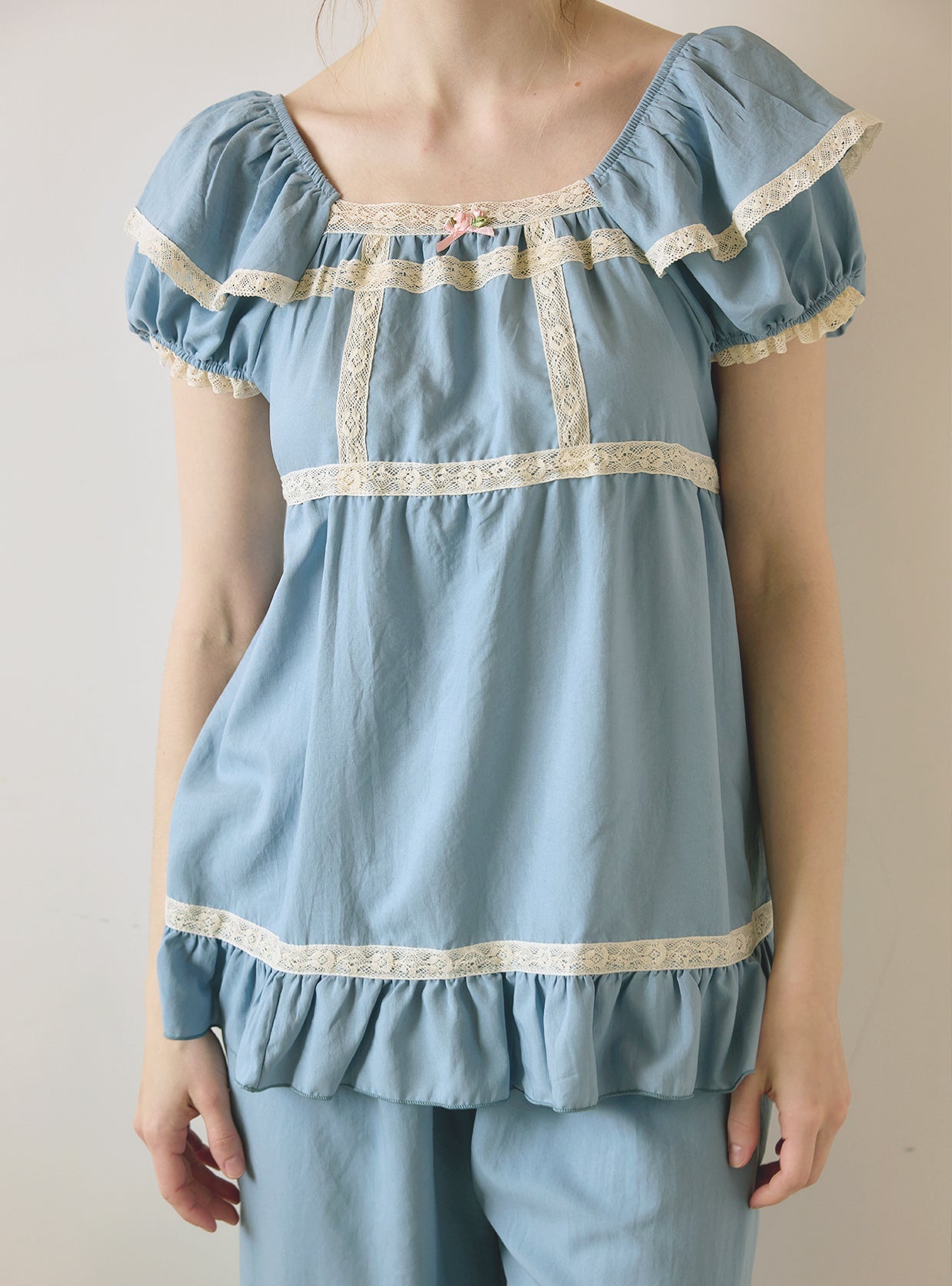 Veronia Sandwashed Square Neck Short Sleeve Pajama Set - premium Korean sleepwear by LUNALUZ