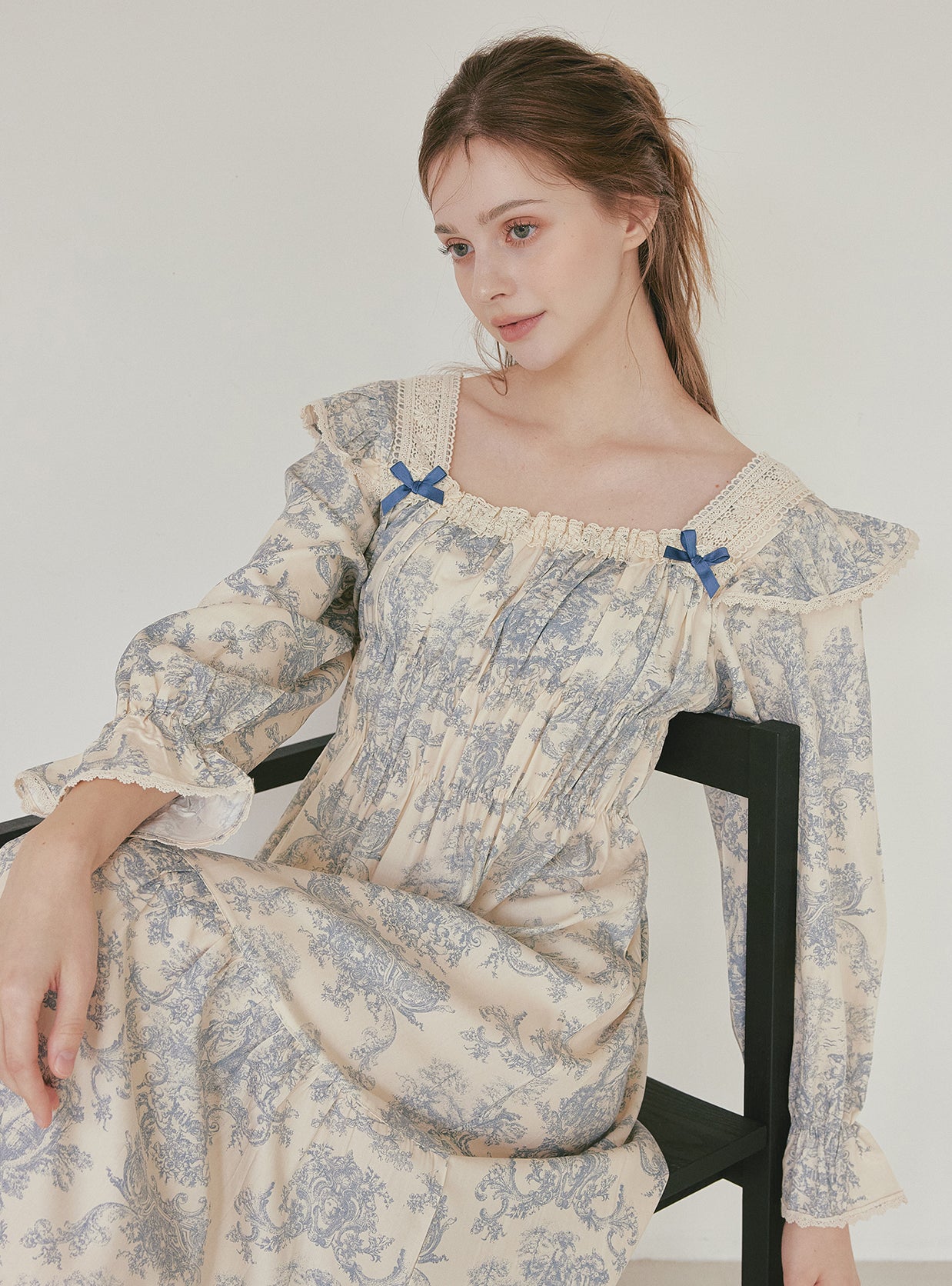 Versailles Modal Cotton Square - Neck Nightdress – 2 Colors - premium Korean sleepwear by LUNALUZ