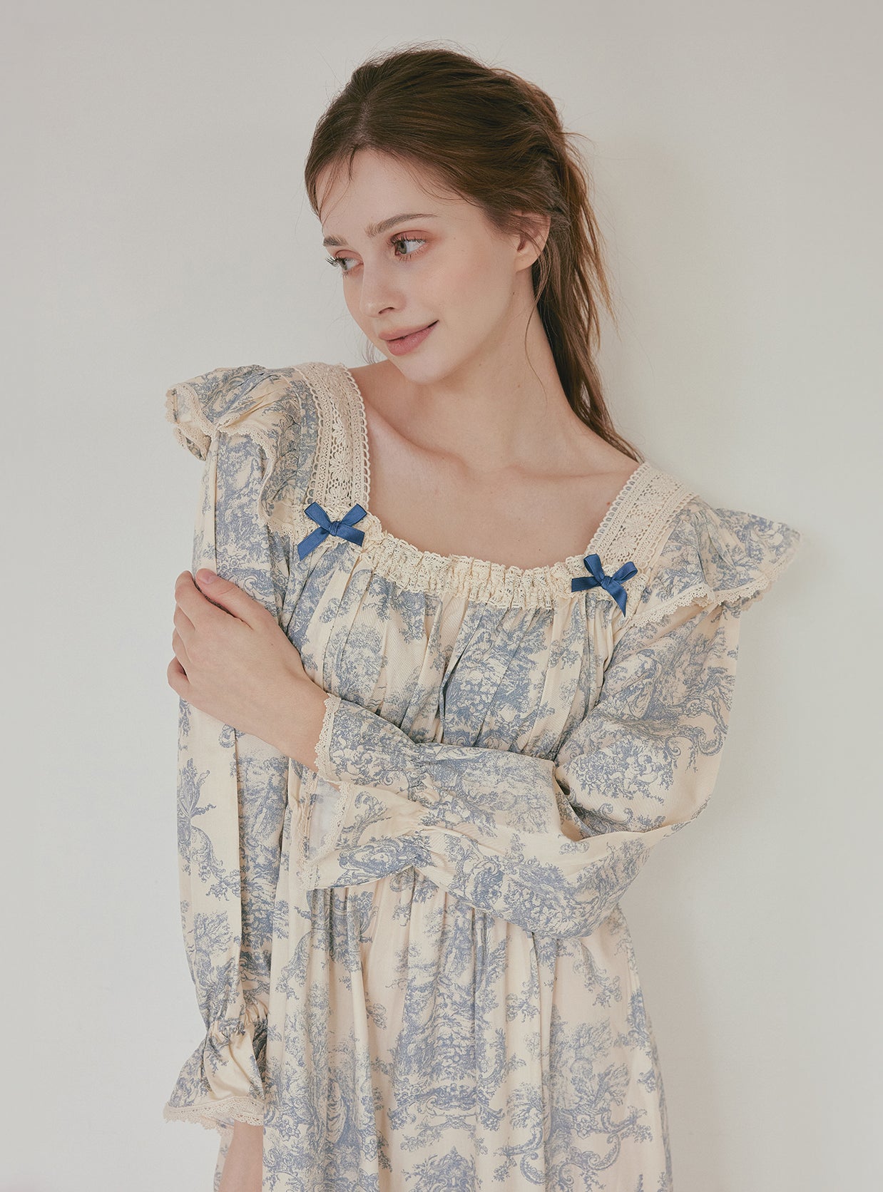 Versailles Modal Cotton Square - Neck Nightdress – 2 Colors - premium Korean sleepwear by LUNALUZ