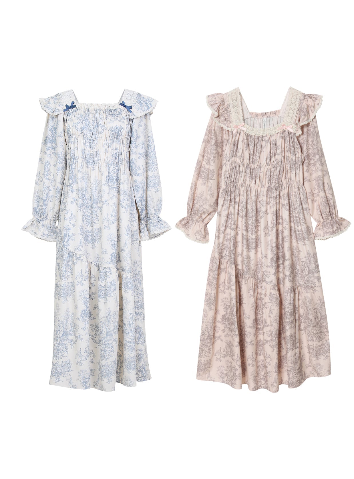 Versailles Modal Cotton Square - Neck Nightdress – 2 Colors - premium Korean sleepwear by LUNALUZ