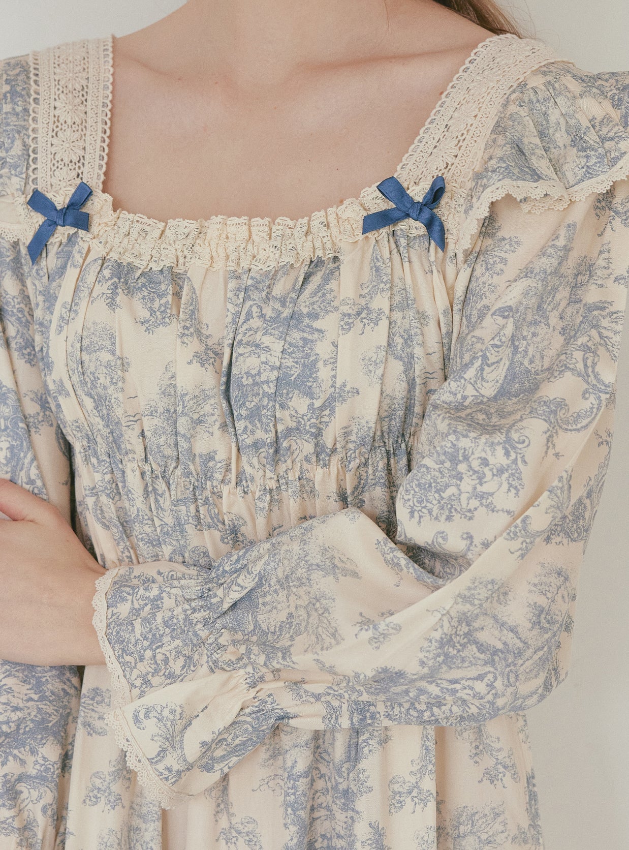 Versailles Modal Cotton Square - Neck Nightdress – 2 Colors - premium Korean sleepwear by LUNALUZ